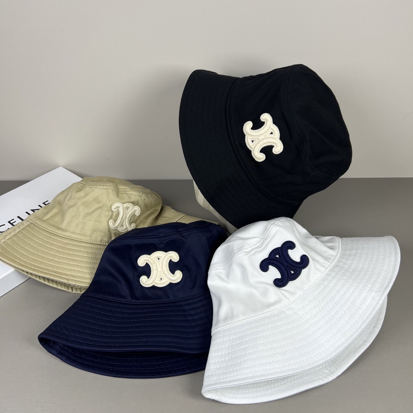 Celine Embroidered Triomphe Logo Patch Cotton Twill Sun Bucket Hat - KAIROO