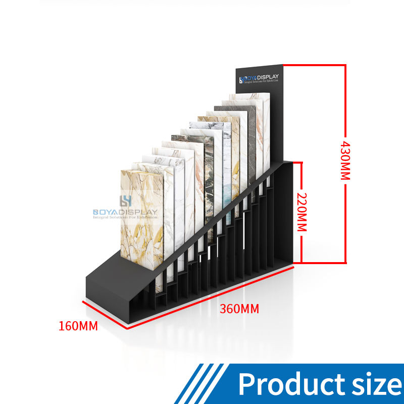 Customize Size Logo Slot Embedding Granite Marble Tile Quartz Stone Sample Countertop Display Rack Stand