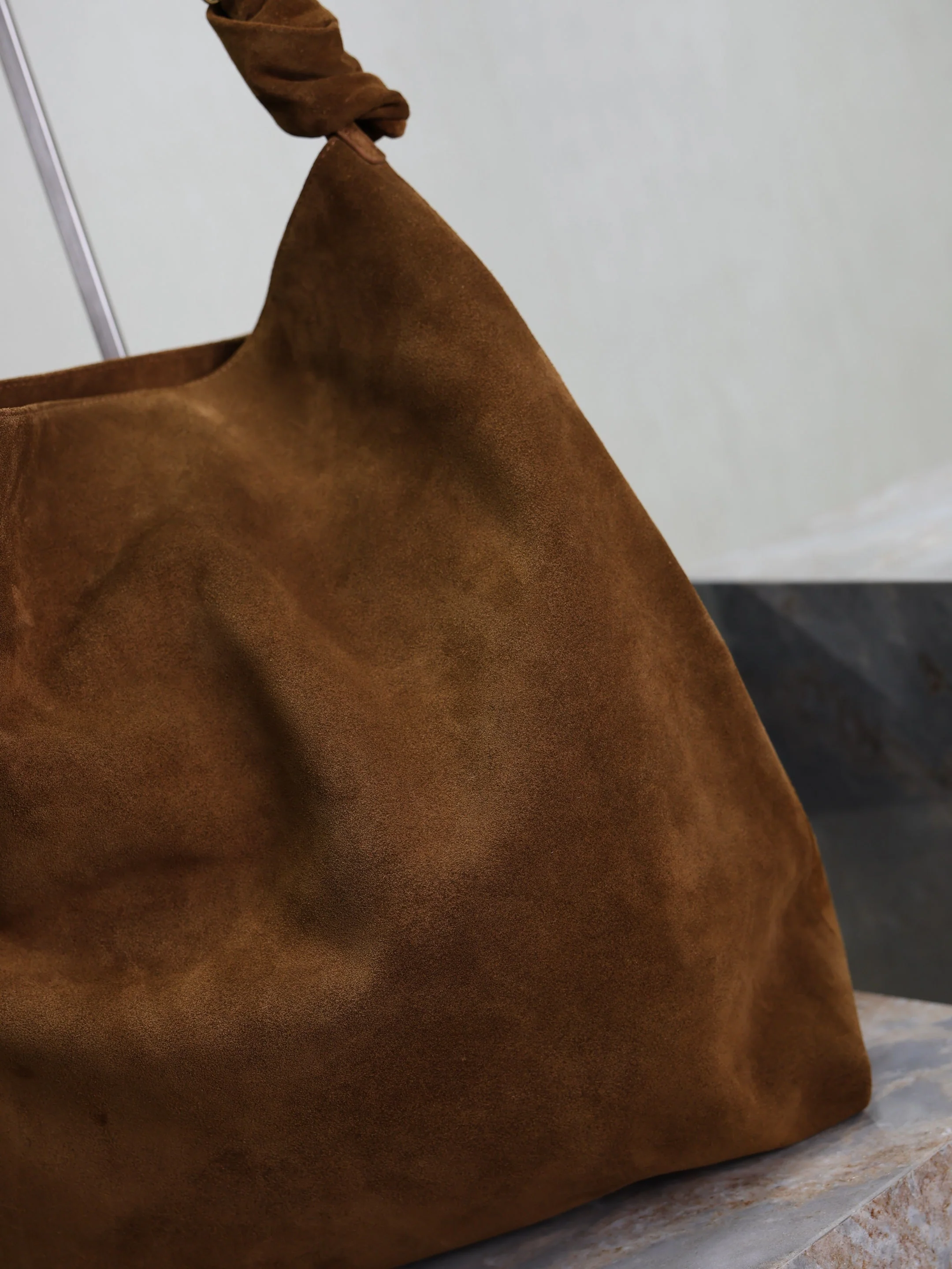 Saint Laurent YSL  AMALIA Tote Bag 40cm Dark Brown Suede GHW