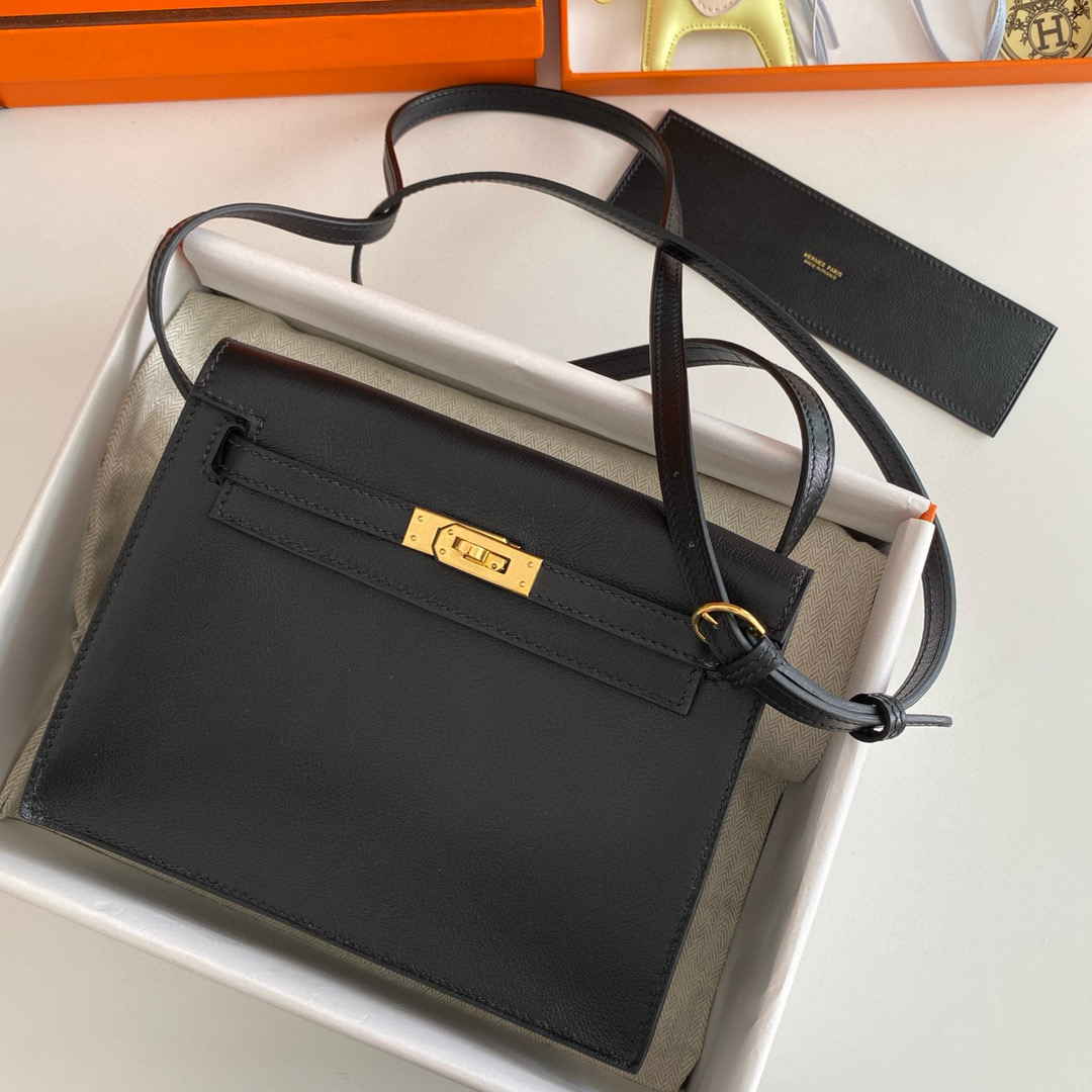 Hermes Black Evercolor Kelly Danse II