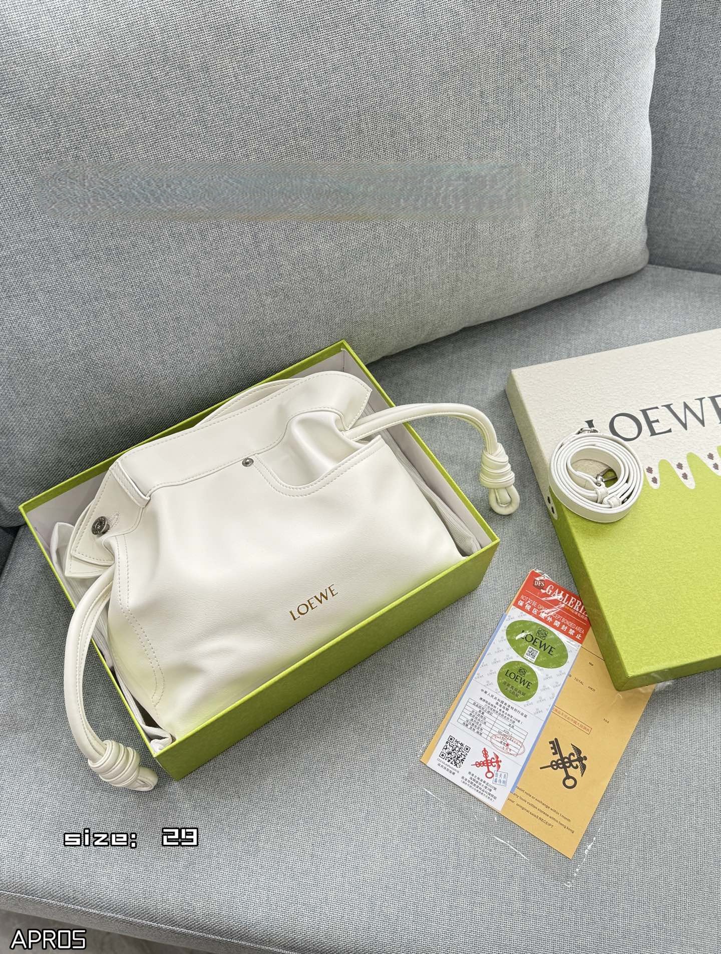 Loewe Flamenco Pocket Medium Leather Ruched Knot Drawstring Clutch Bucket Shoulder Bag - KAIROO