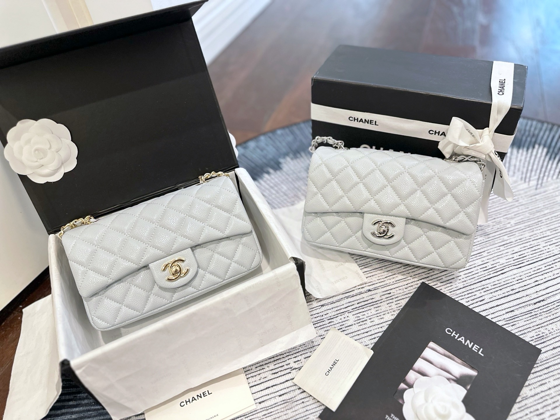 Chanel CF Mini 20CM Caviar Quilted Leather CC Logo Chain Flap Shoulder Bag - KAIROO