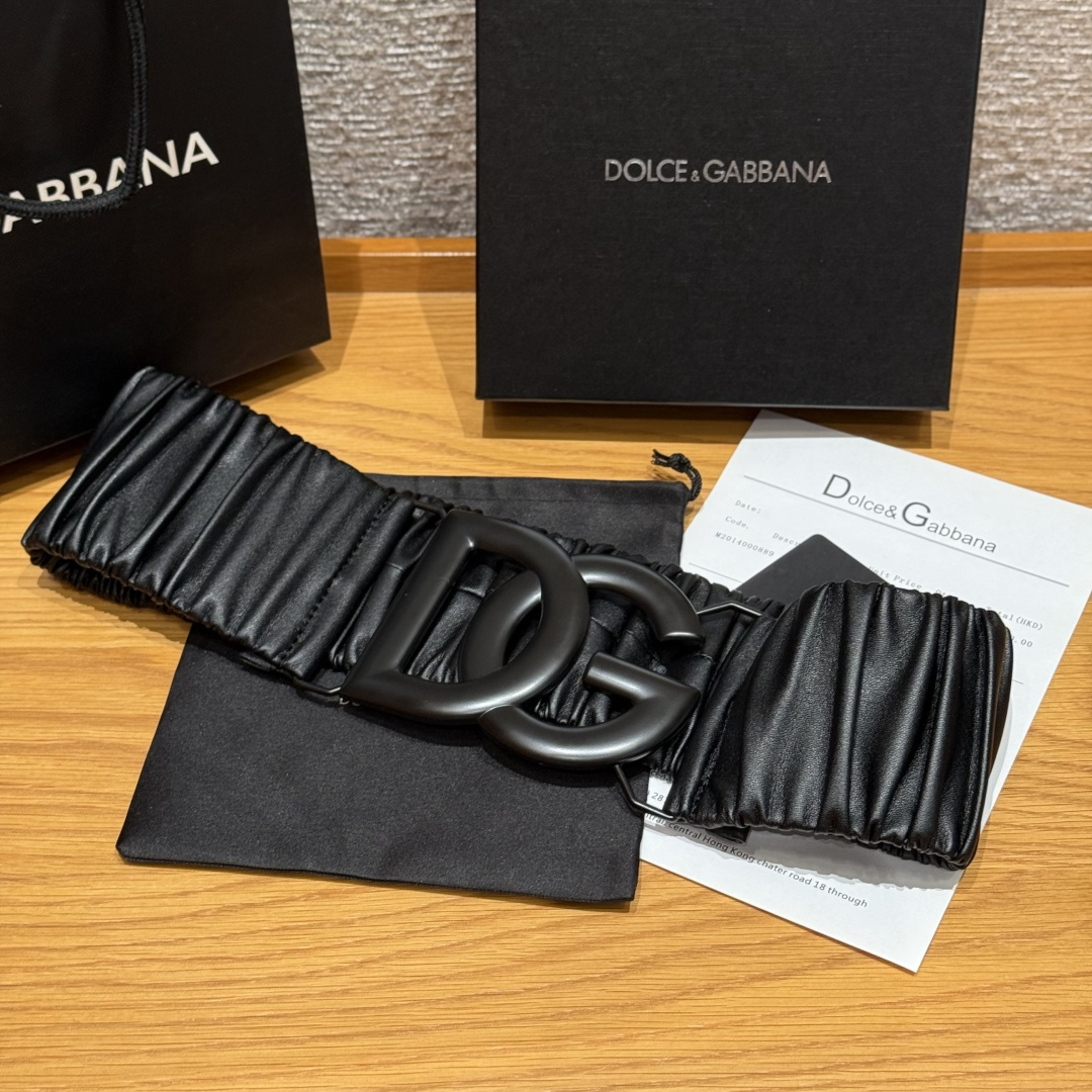 D&G Luxury DG Elastic Wide leather Belt 8.0cm