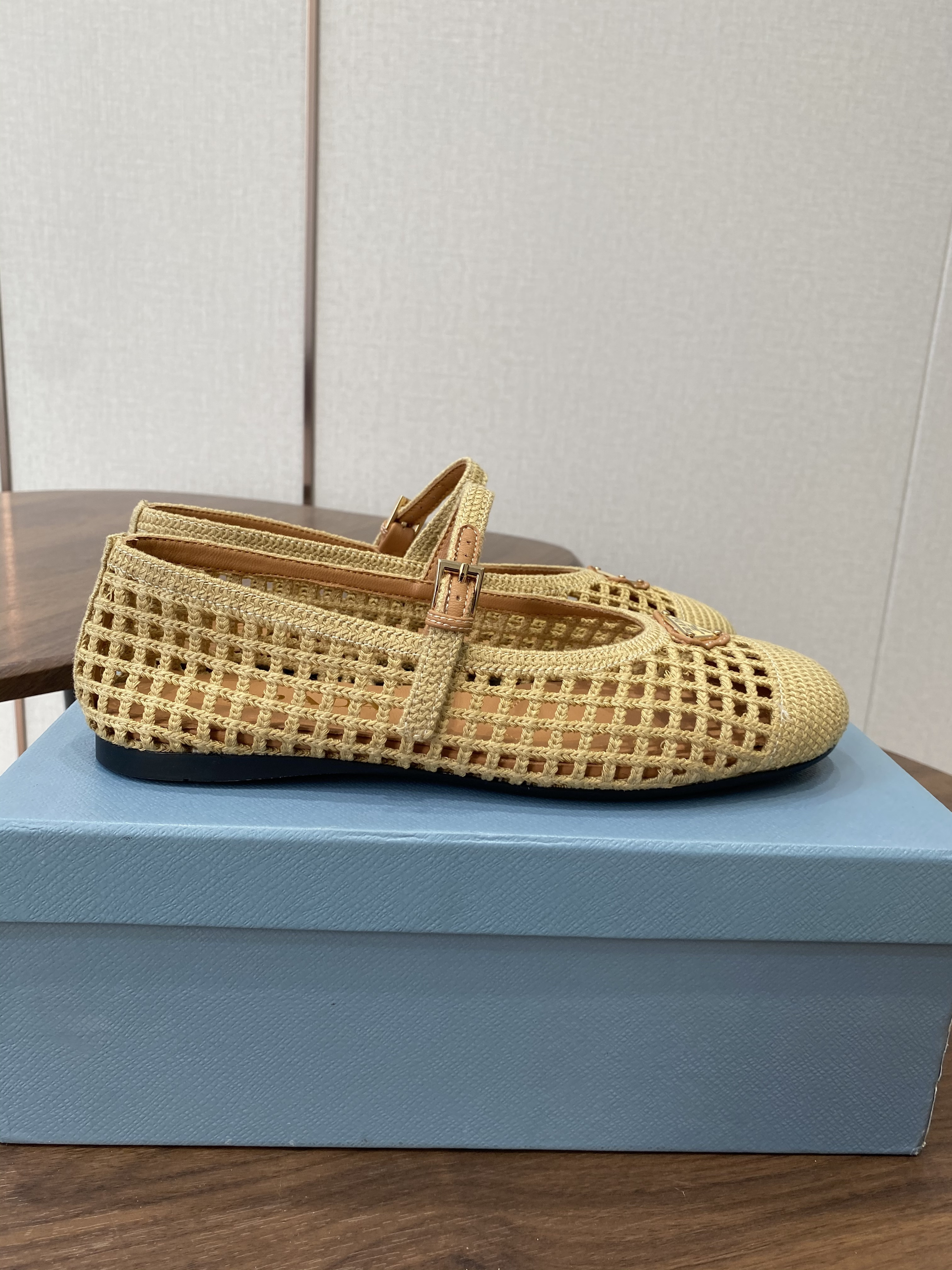 Prada mesh fabric ballerinas