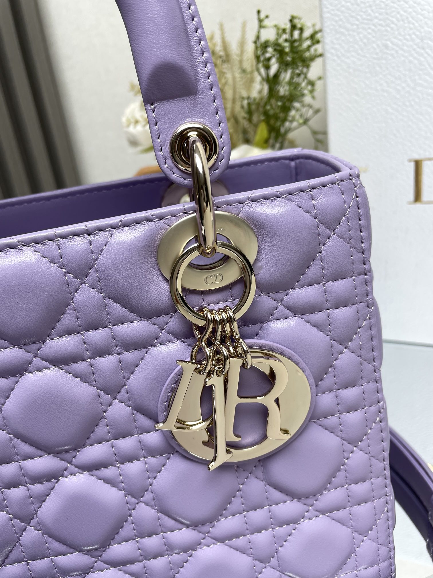 Medium Lady Dior Bag in Purple Cannage Lambskin