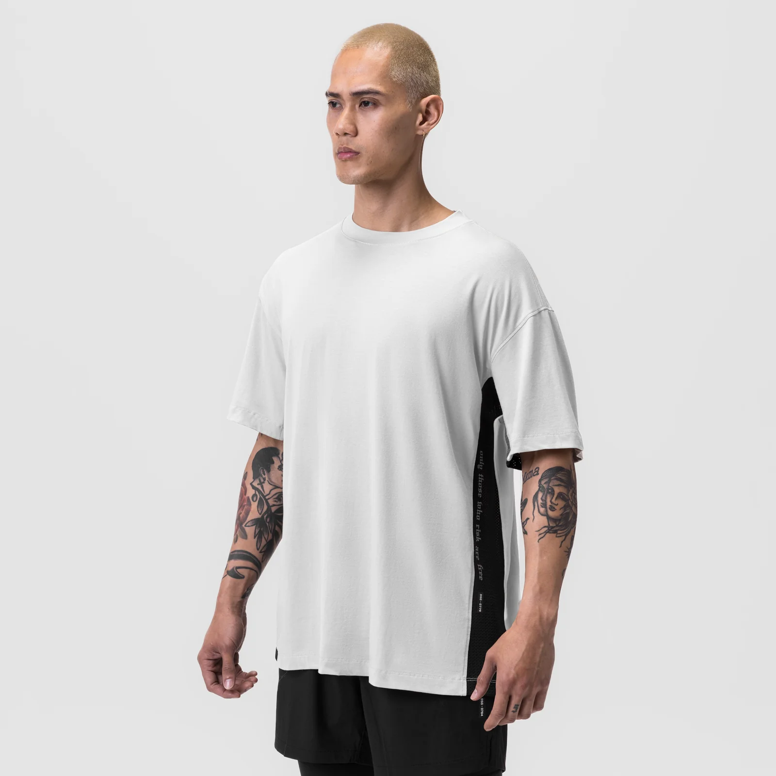 0779. Supima Mesh Panel Oversized Tee - White