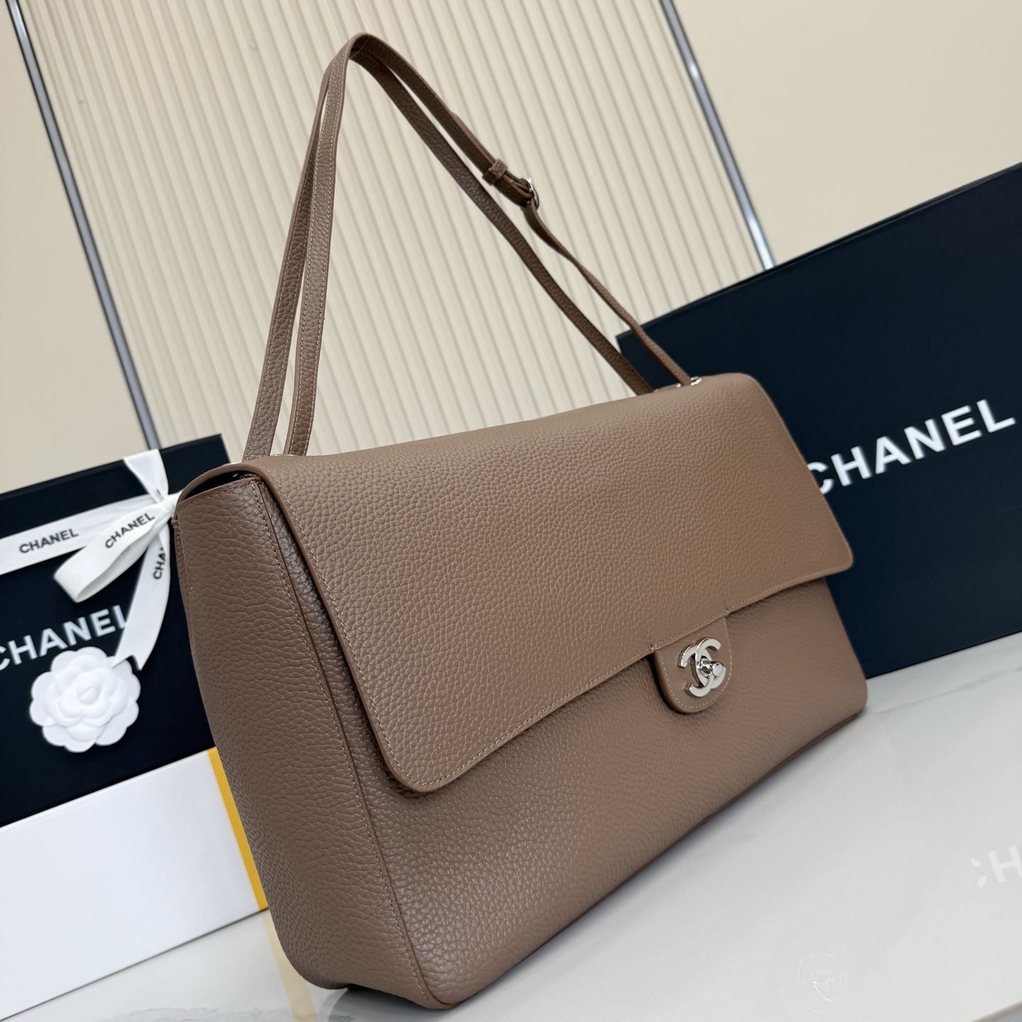 CHANEL 2026 Maxi Flap bag 38cm in Light brown AS6233