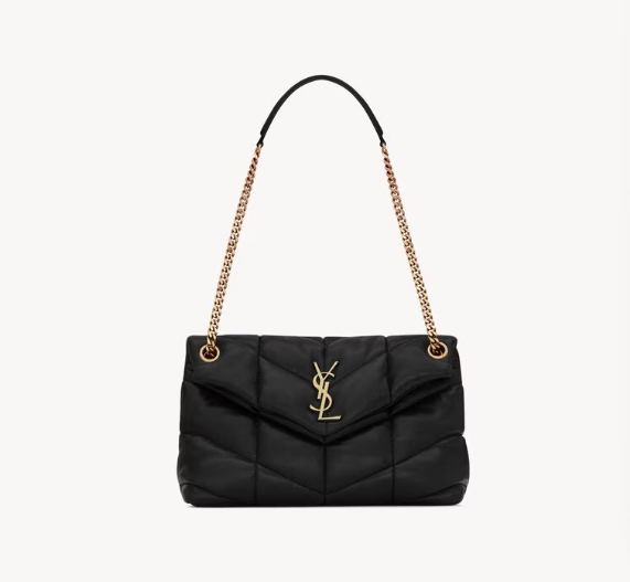 Saint Laurent Black Lambskin Small Puffer Bag