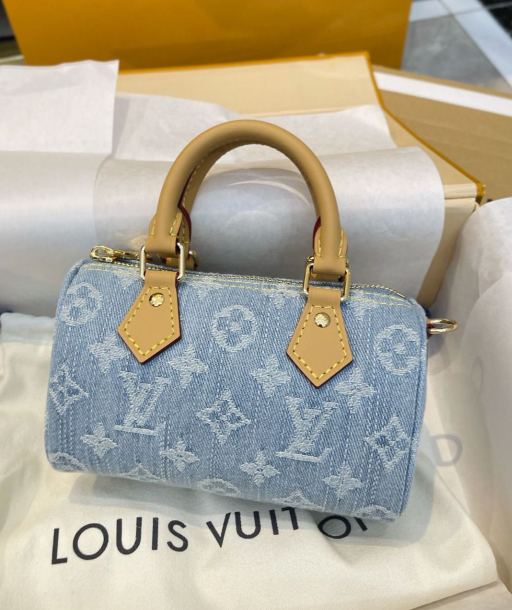 Louis Vuitton LV-Nano Speedy Light Denim Handbag