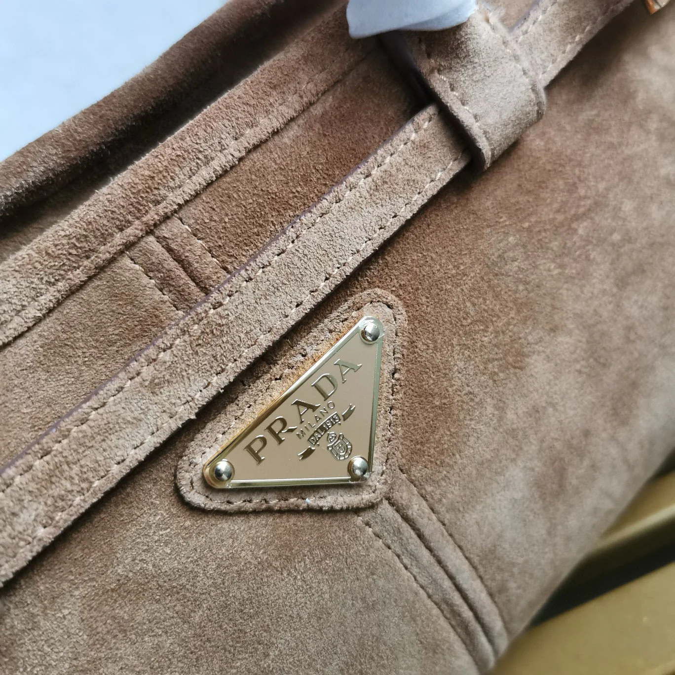 Prada Medium Bonnie 32cm Brown Suede Bag