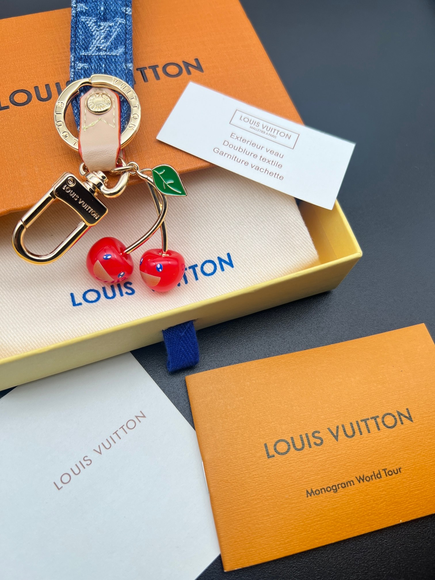 LV Cherry and denim Key chain