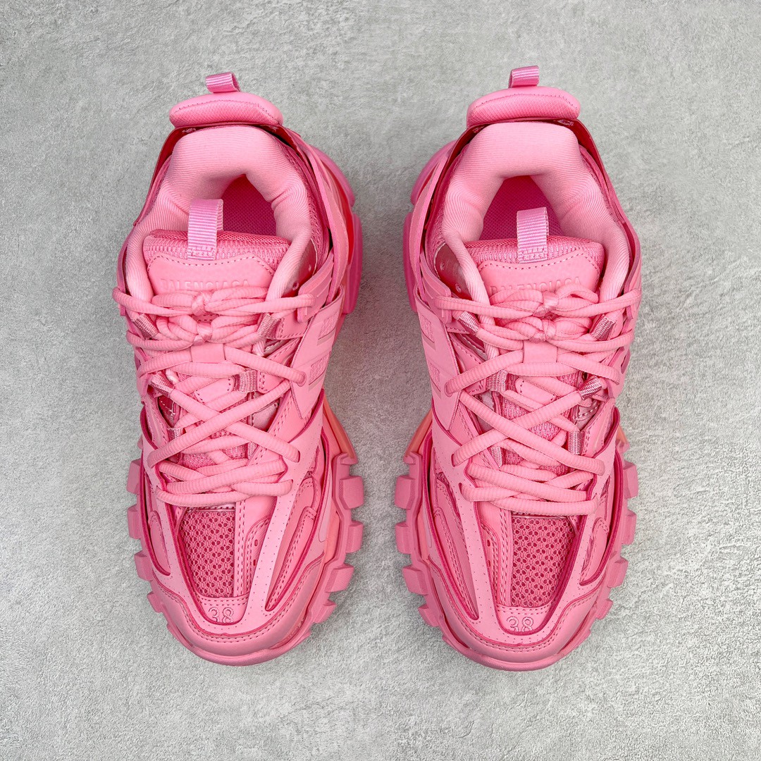 Balenciaga Track Light Pink Mixed Material Articulated Panel Lace Up Chunky Sneaker - KAIROO