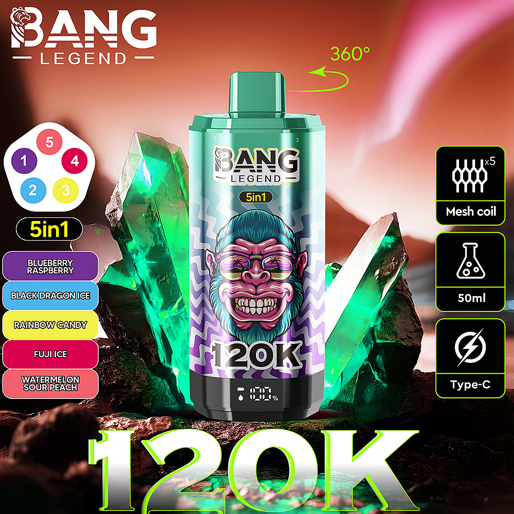 Bang Legend 120K Disposable Vape 5-in-1 Flavor (5%, 120000 Puffs)