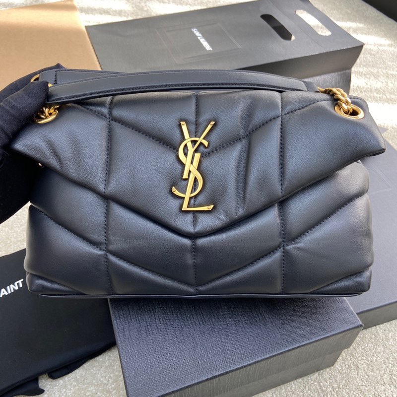 Saint Laurent Black Lambskin Small Puffer Bag