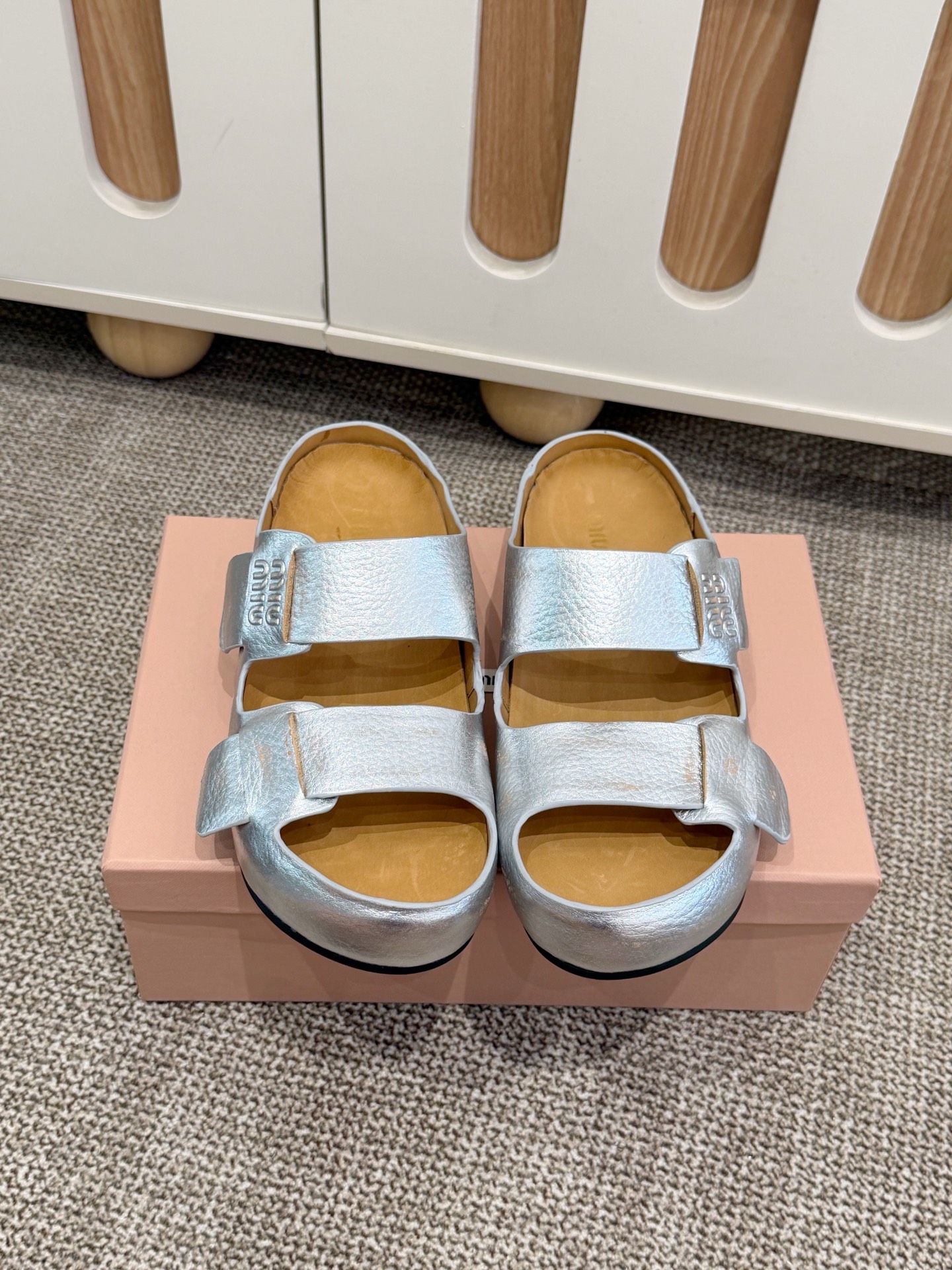 Miu Miu Bleached leather Sandals