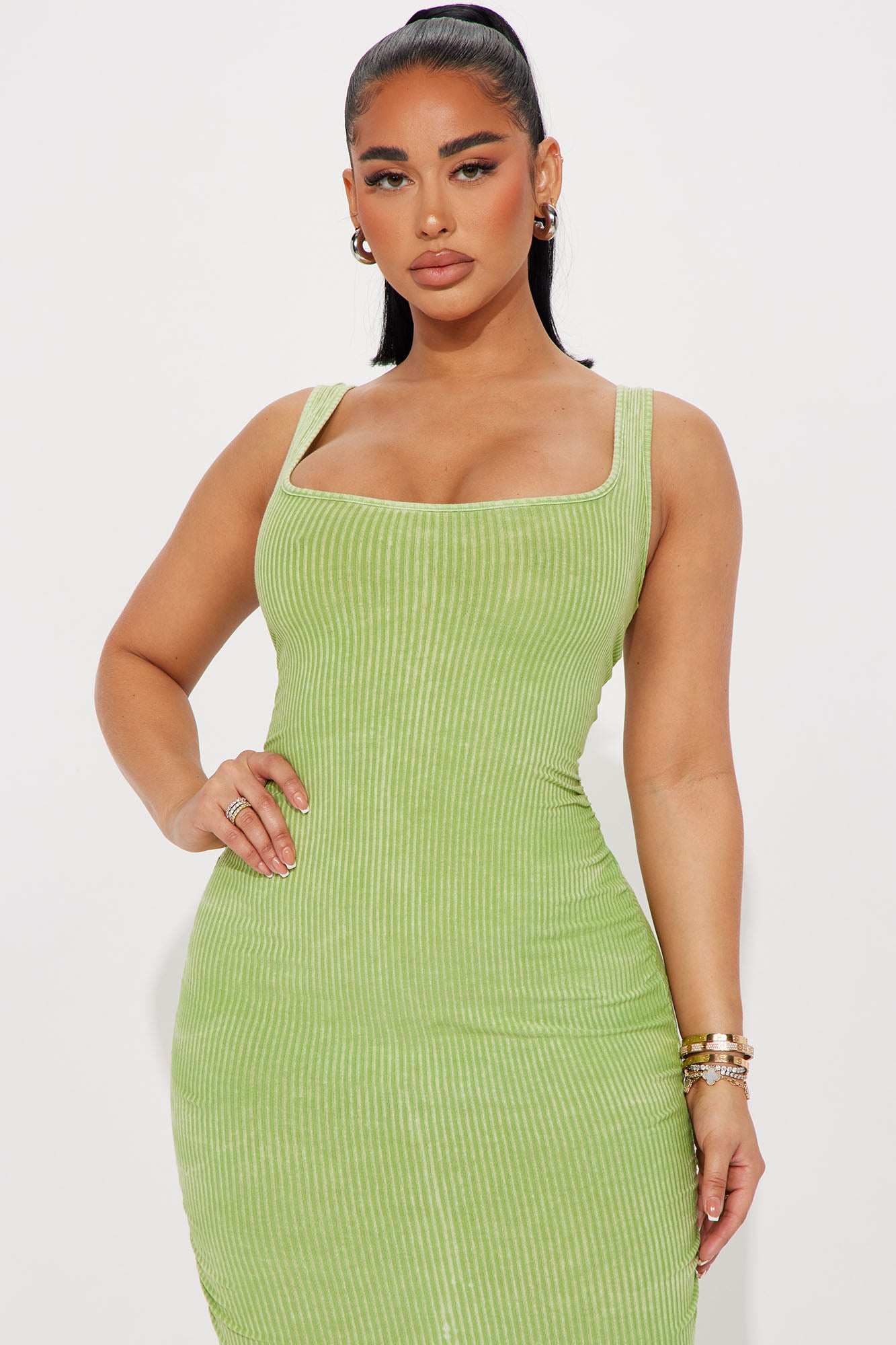 Your Motivation Ribbed Maxi Dress - Lime