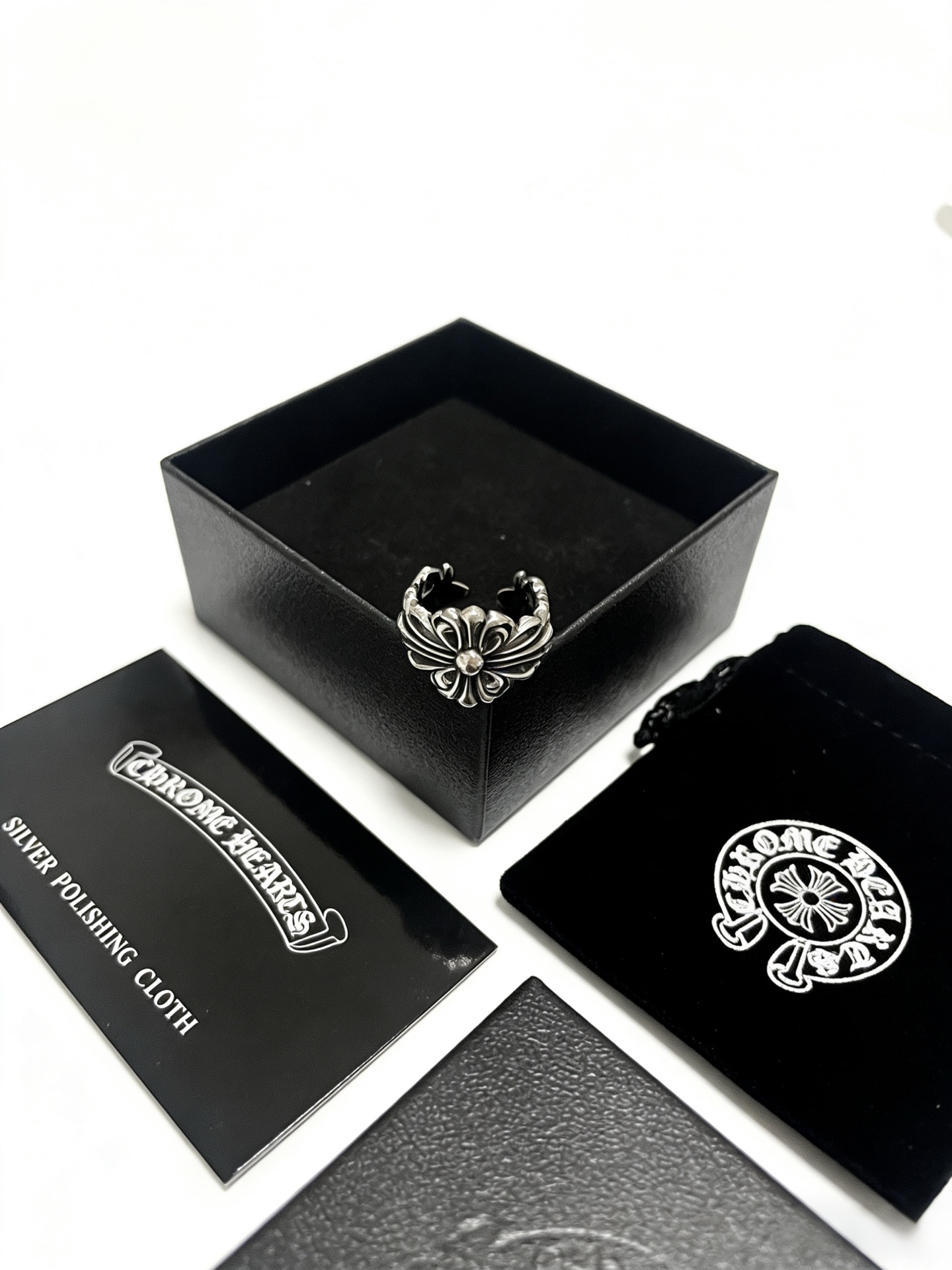 Chrome Hearts Oxidized Silver Unisex Open Ring