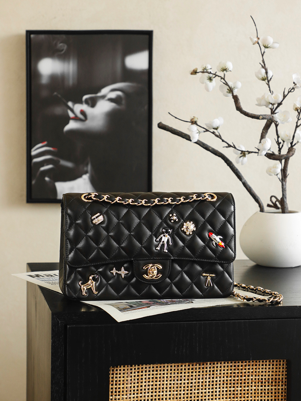 Chanel Classic 11.12 Handbag in Black Lambskin
