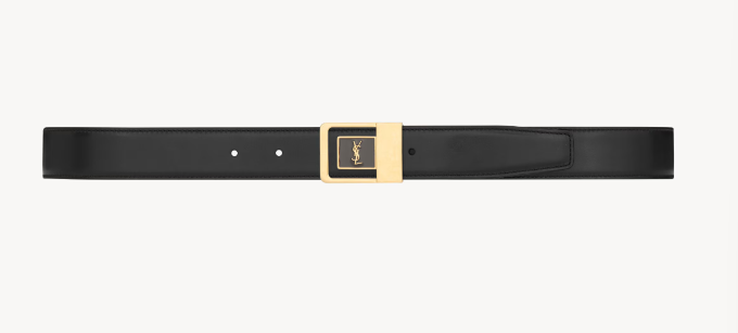 Saint Laurent Black LA 66 buckle belt 3cm in smooth leather