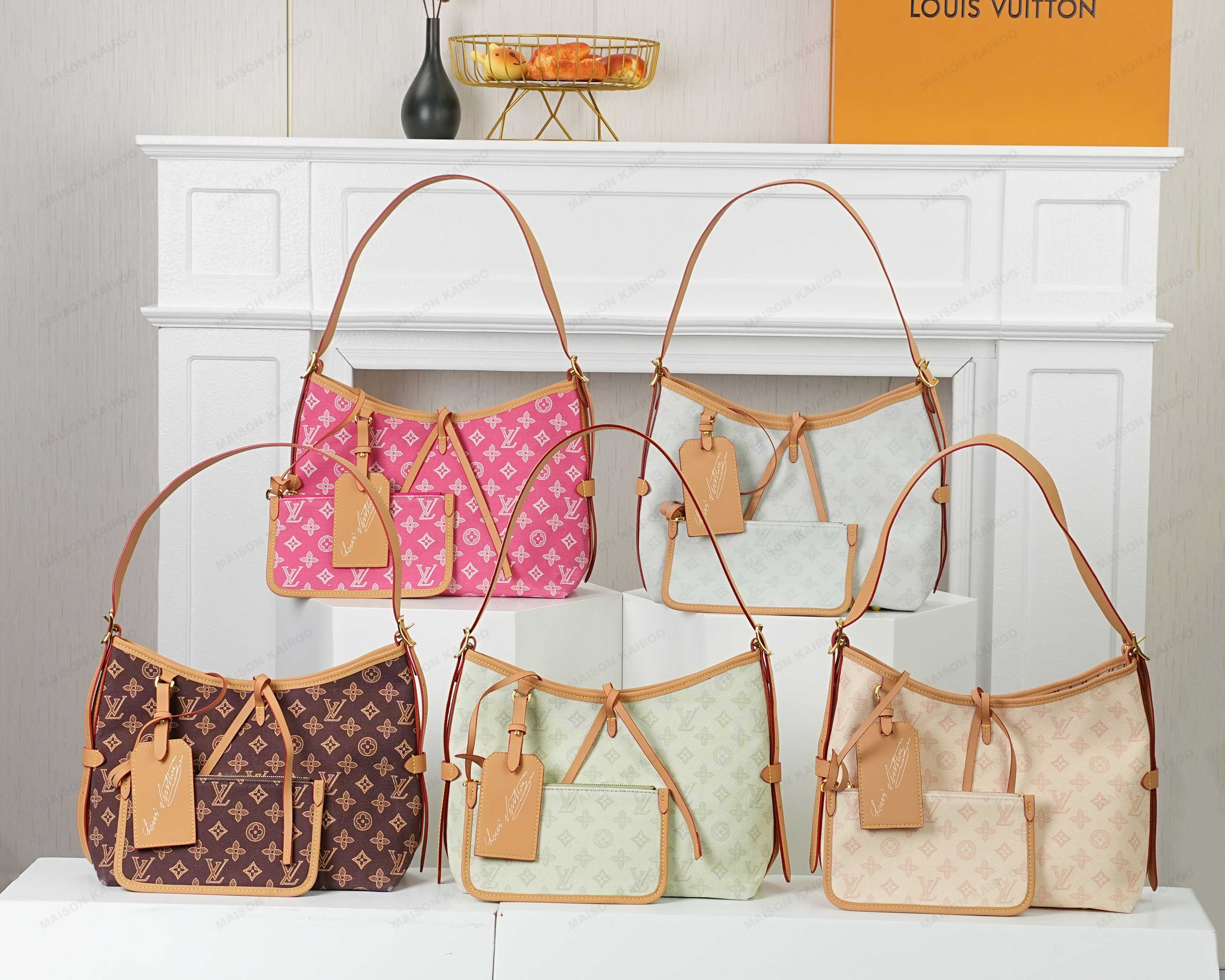 Louis Vuitton LV Carryall PM Tonal Pastel Monogram Canvas Hobo Tote Shoulder Bag - KAIROO