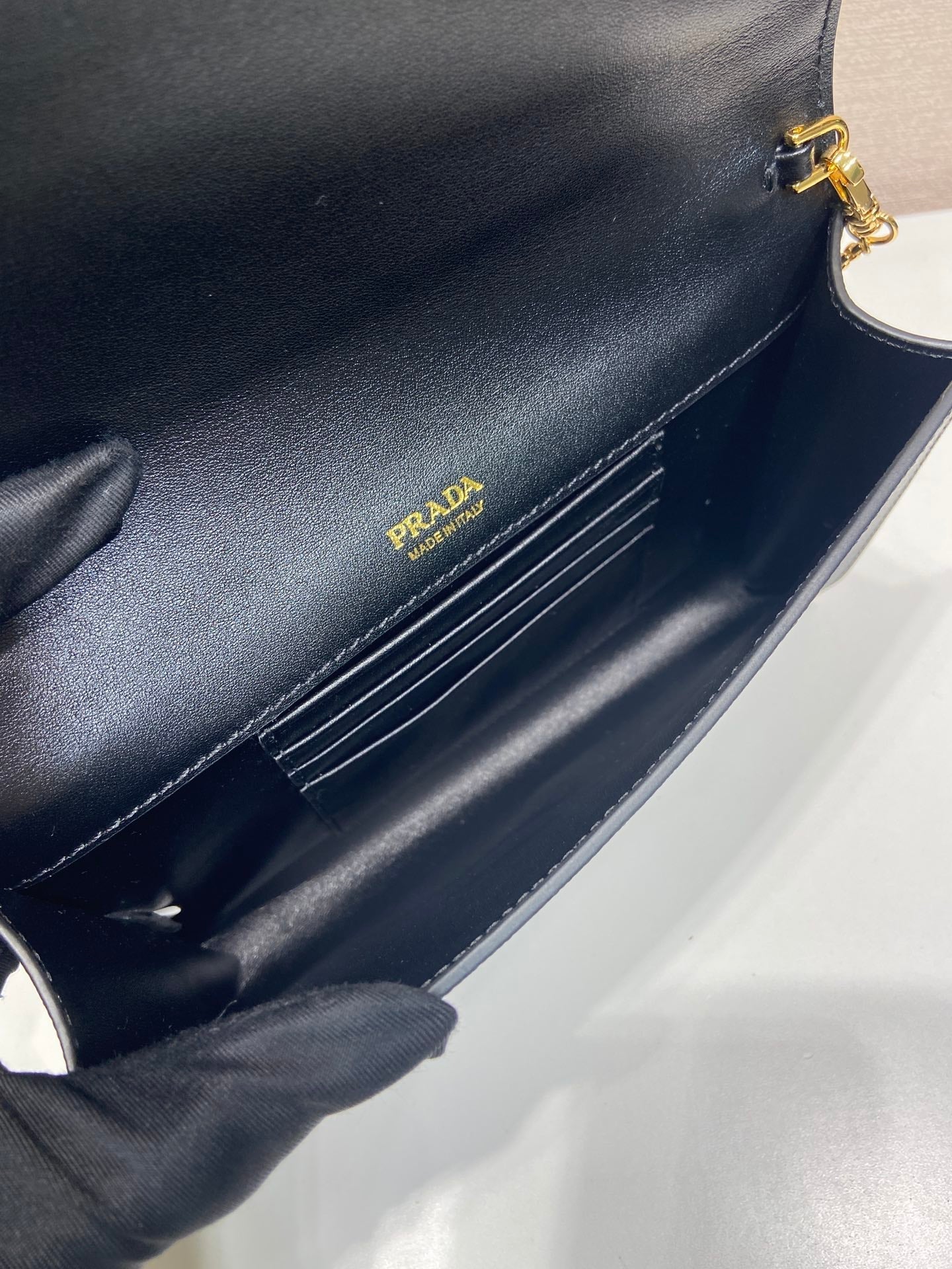 Prada PRA Cross pattern envelope bag black leather 341148