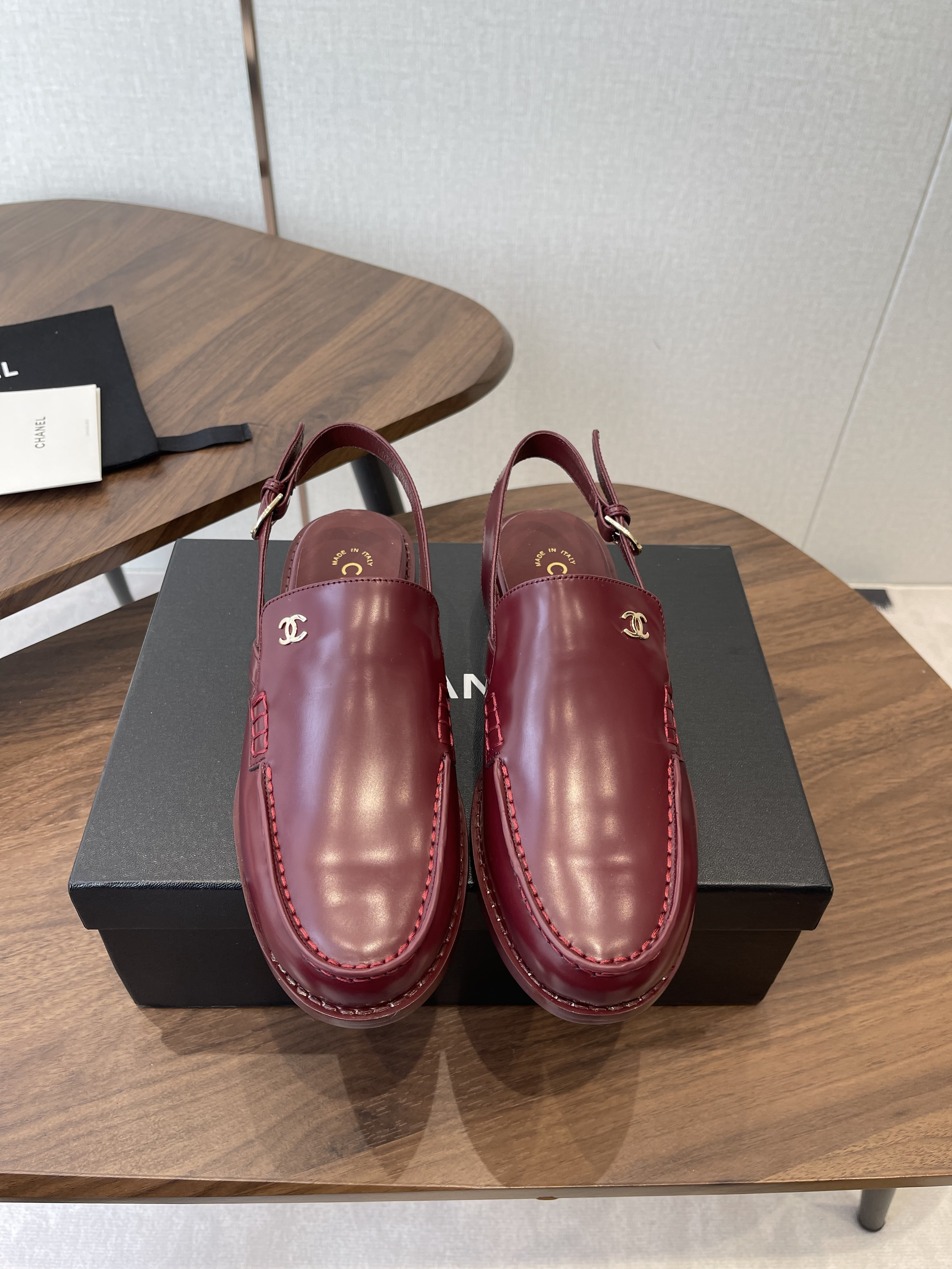 Chanel Leather Slingback Loafers