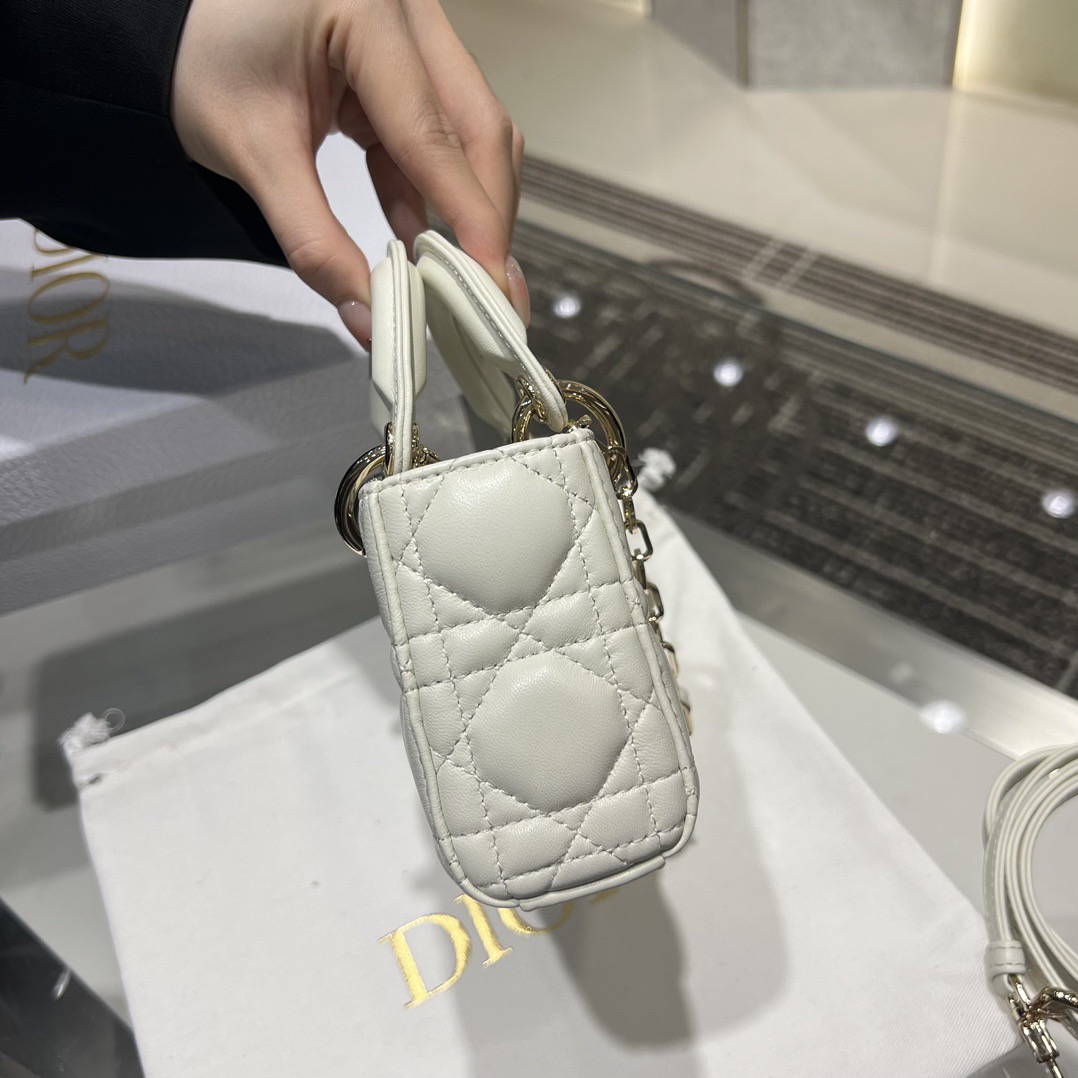 Dior Small Lady D-Joy Bag White Mini Bag in White Cannage