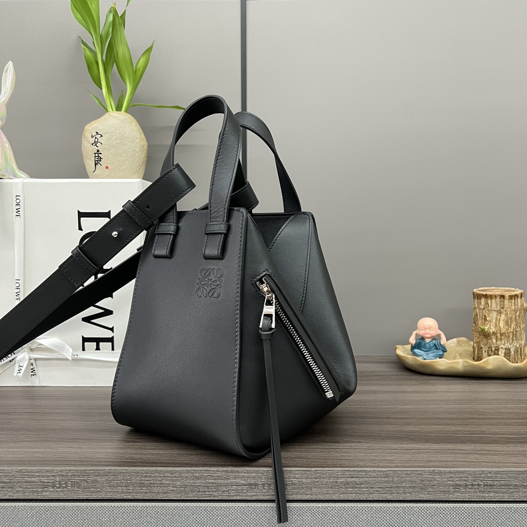 Loewe Hammock Compact Bag in Classic Calfskin-Black
