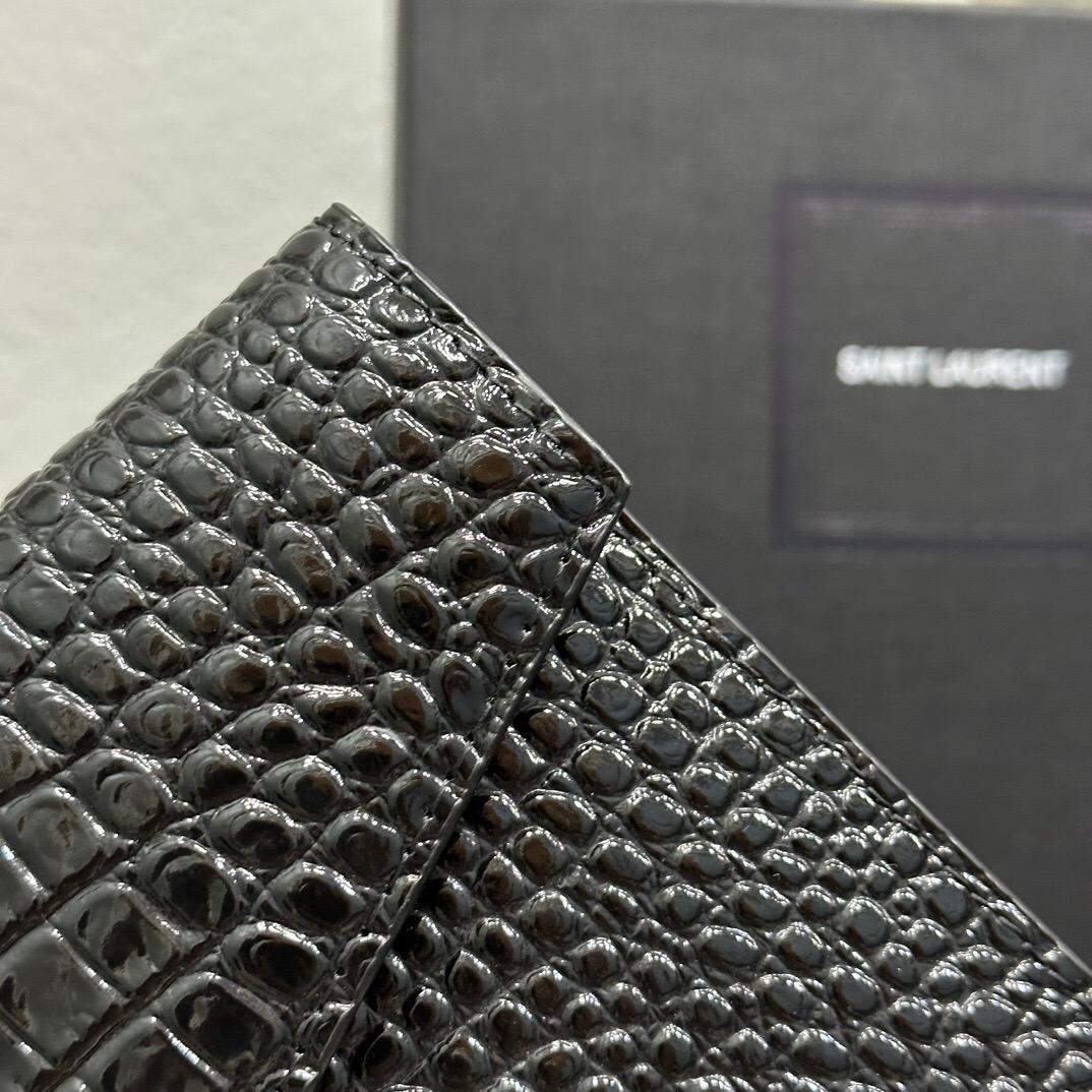 Saint Laurent YSL Uptown Crocodile-Embossed Leather Envelope Clutch bag