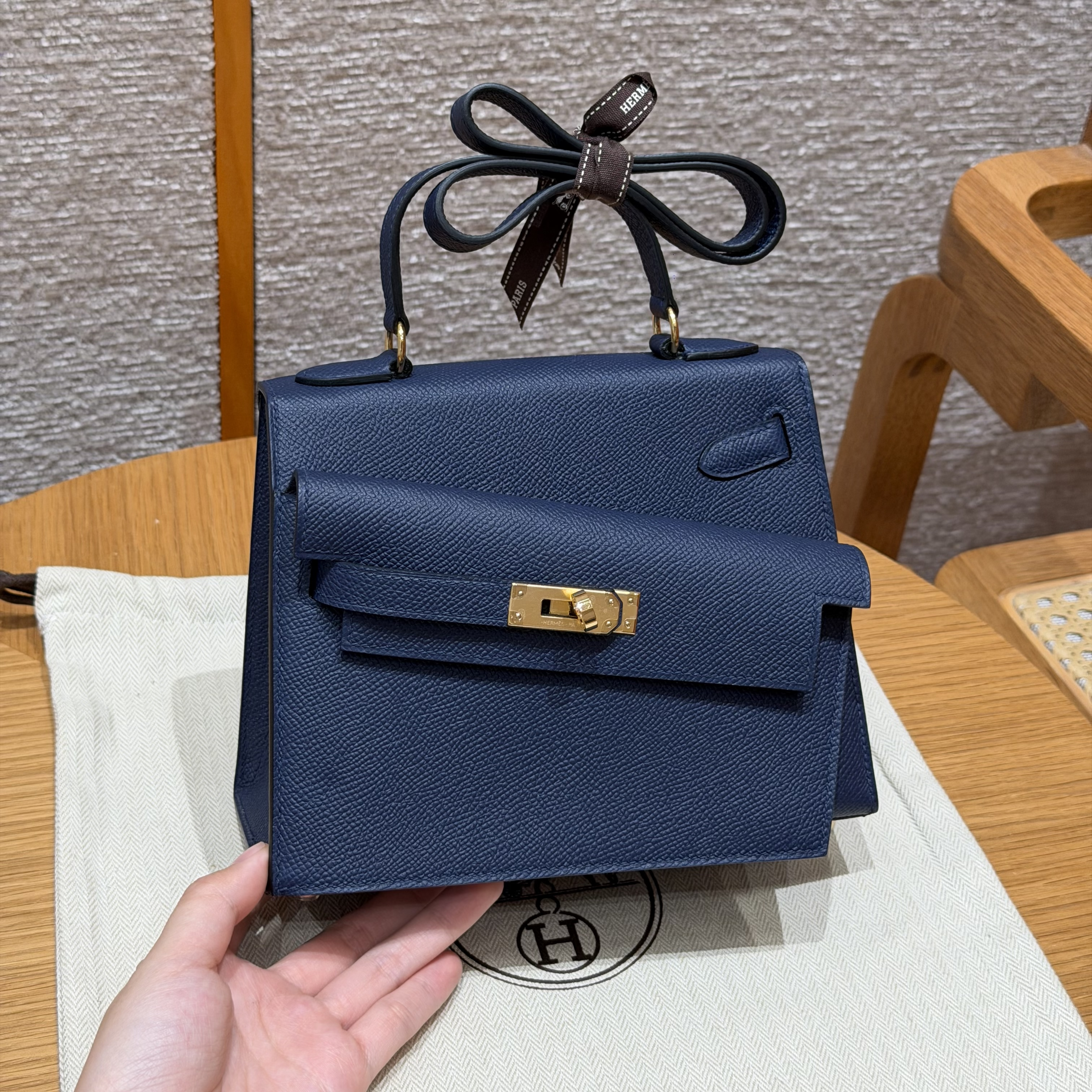 Hermes  Bleu Saphir  Epsom Kelly en Désordre 20 Sellier