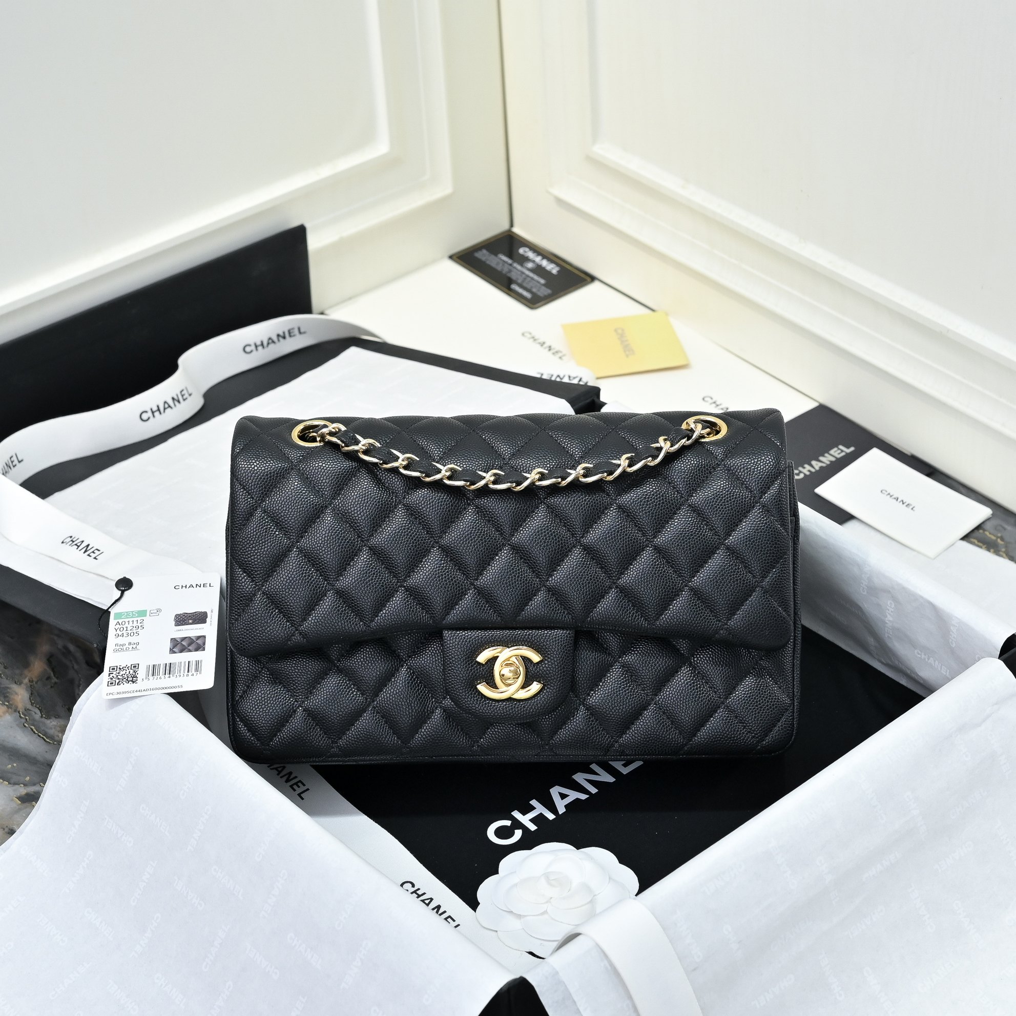Chanel Classic 11.12 Handbag in Black Caviar leather