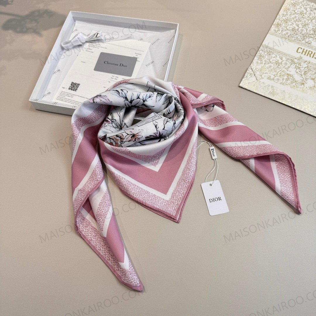 Dior Vintage Postcard Floral 90 Silk Scarf - KAIROO