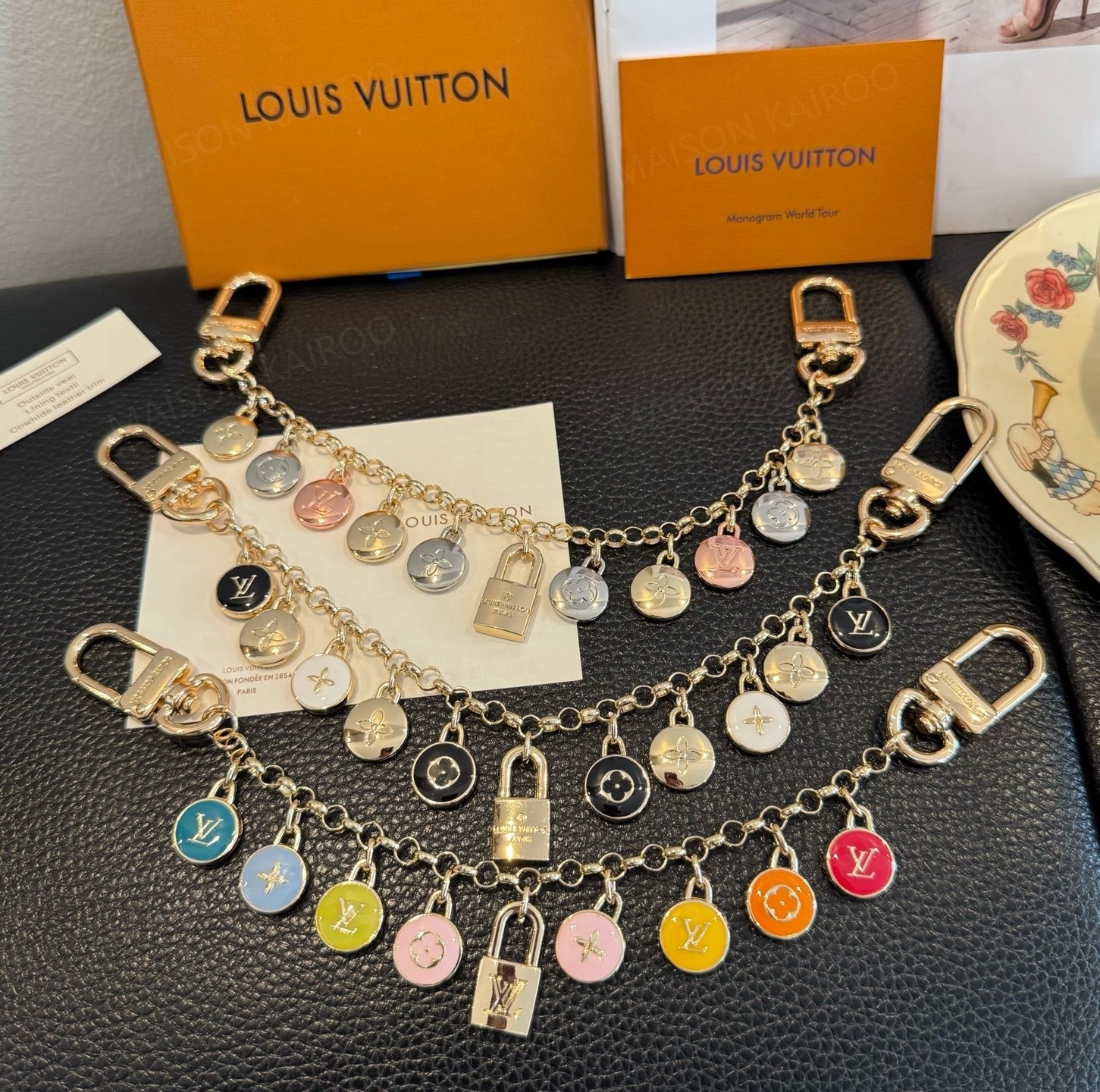 Louis Vuitton LV Summer Color Enamel Disc Padlock Chain Bag Charm - KAIROO