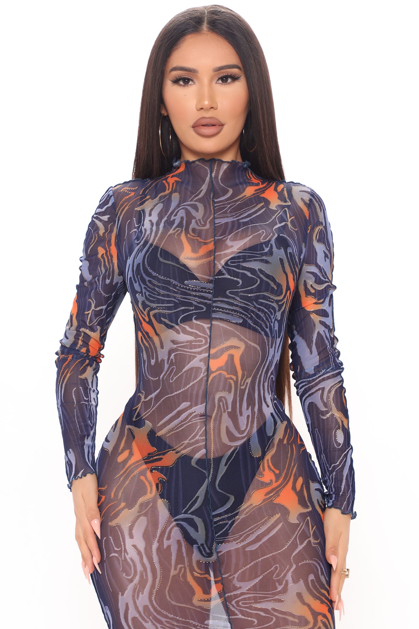 Emery Mesh Maxi Dress - Blue/combo