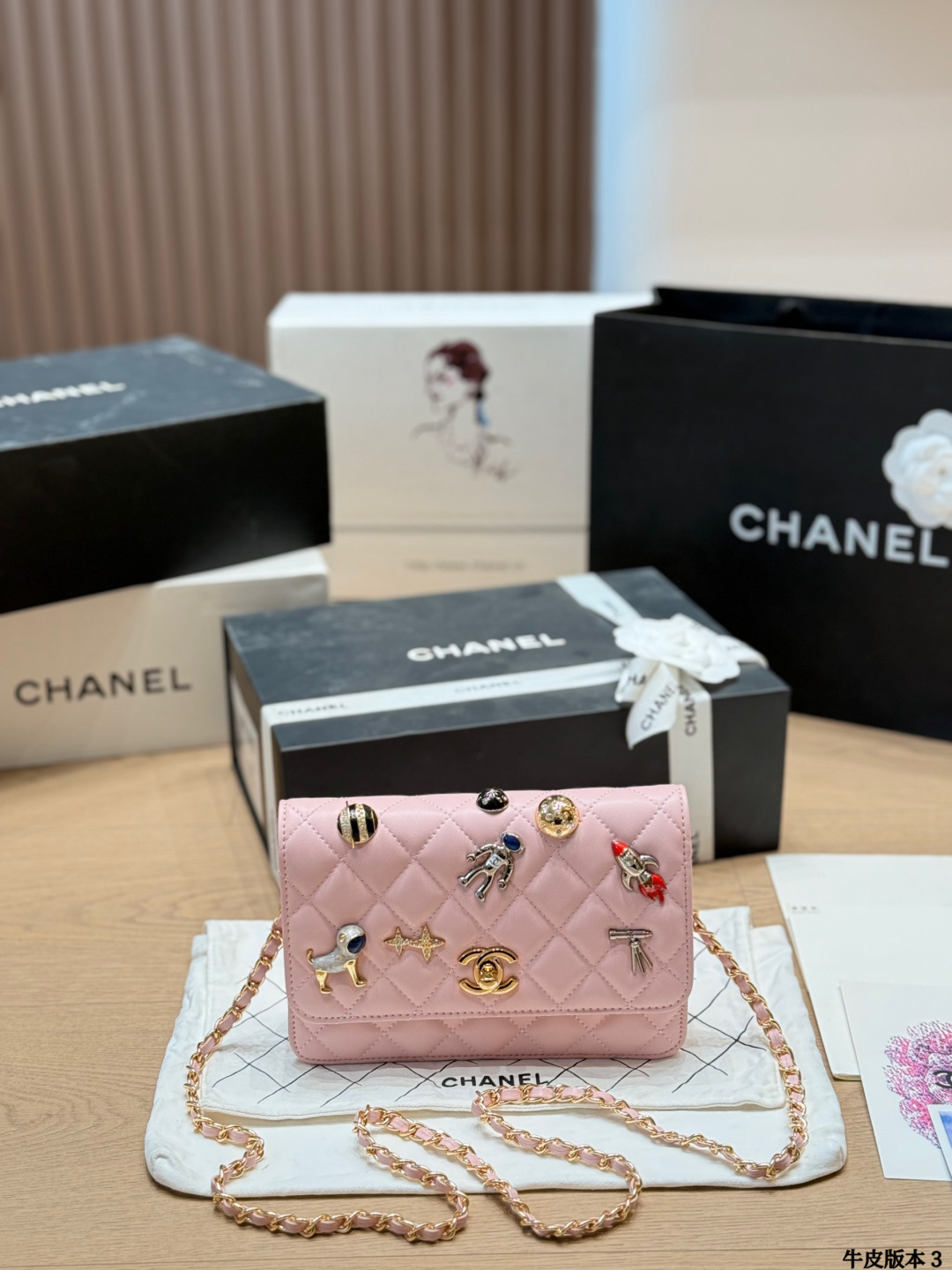 Chanel CF WOC 19CM Turnlock Space Astronaut Rocket Charms Quilted Leather Wallet On Chain Shoulder Bag - KAIROO