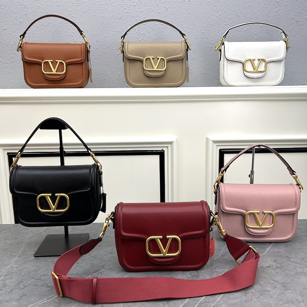 Valentino VLogo Grained Leather U-Shaped Flap With Removable Webbing Strap Hobo Shoulder Bag - KAIROO