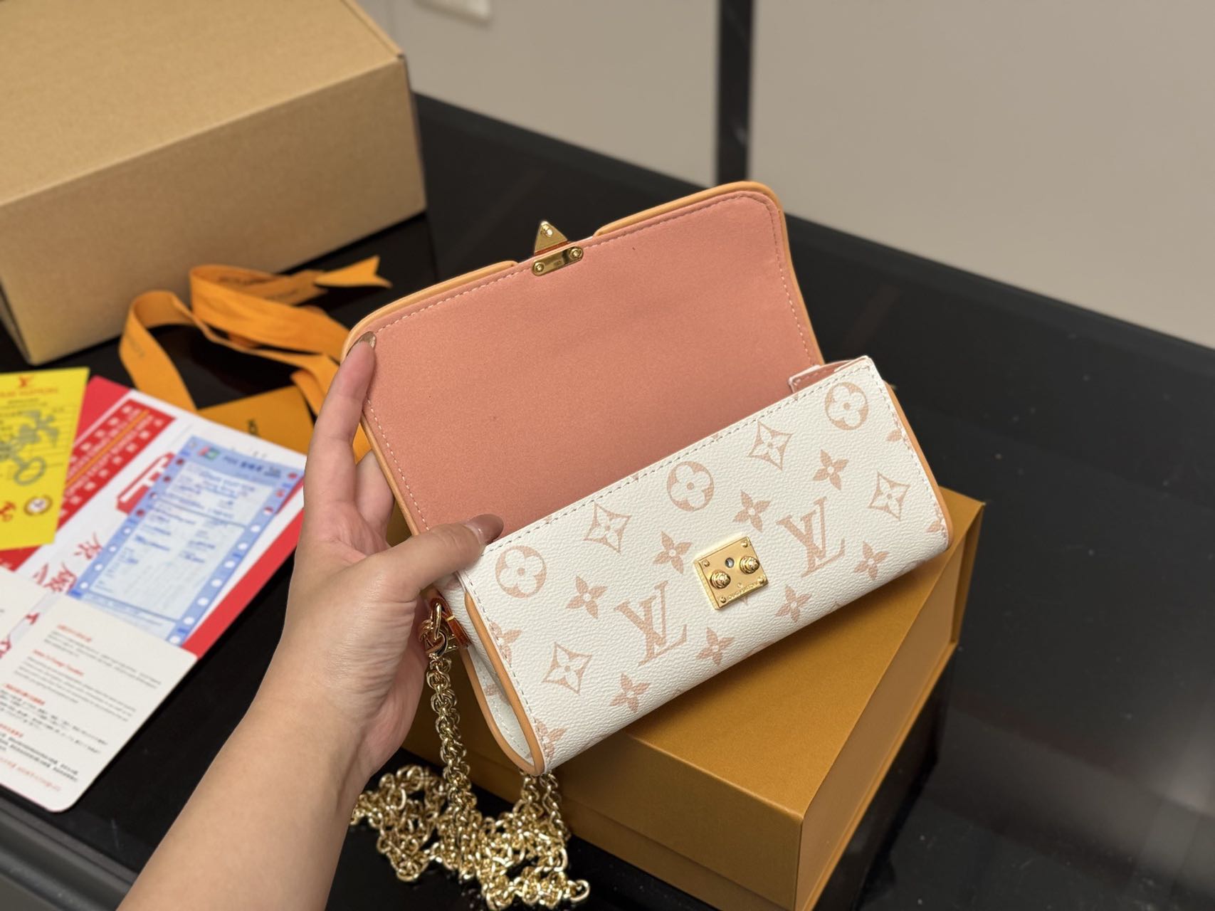 Louis Vuitton LV CAMILLE Bag Chain White Monogram Canvas Shoulder Crossbody Bag