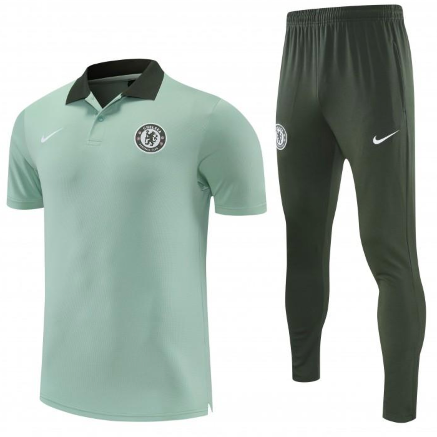 26/27 Chelsea Light Green Polo Training Shirt + Long Pants Tracksuit S-XXL