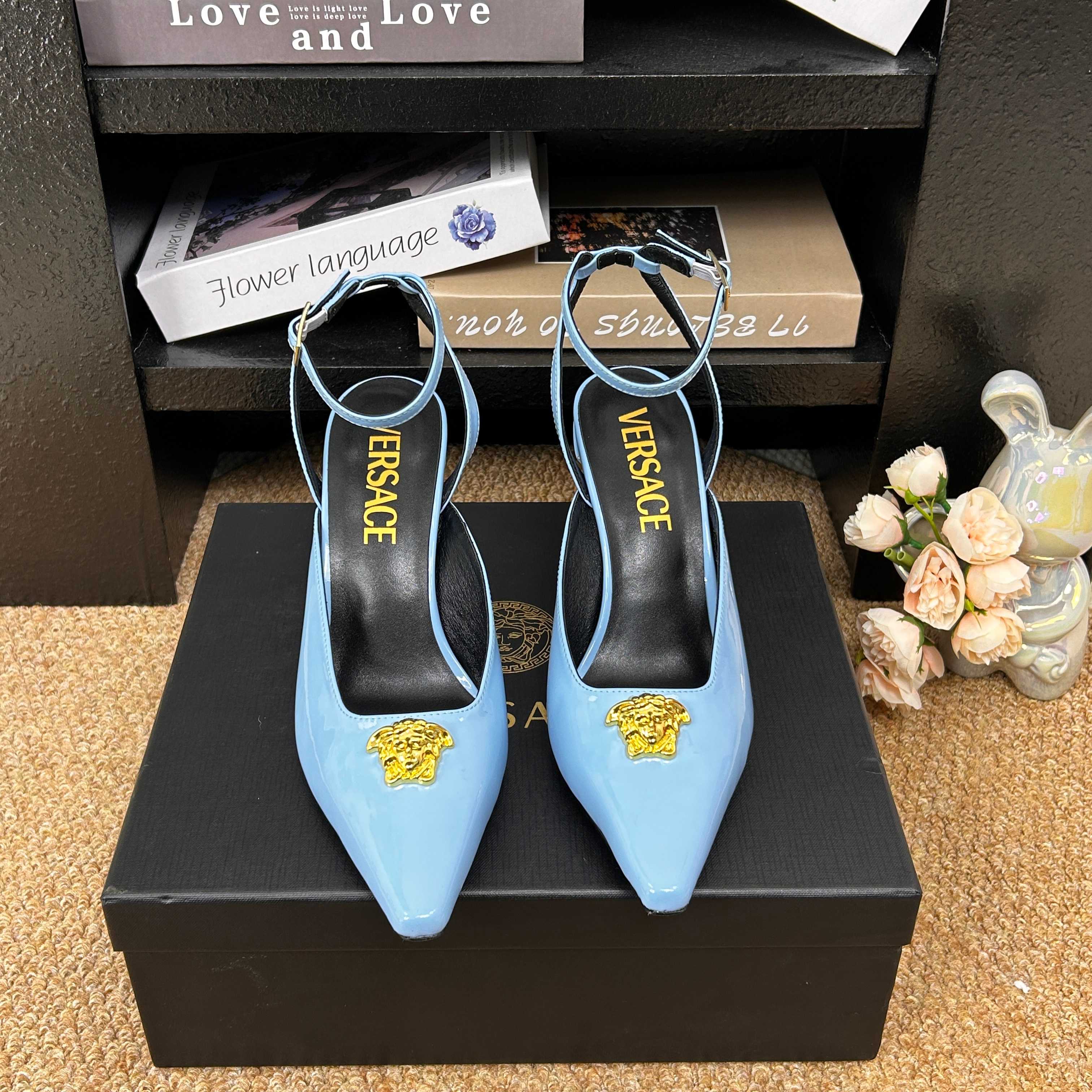Versace Shiny Leather Slingback Pump