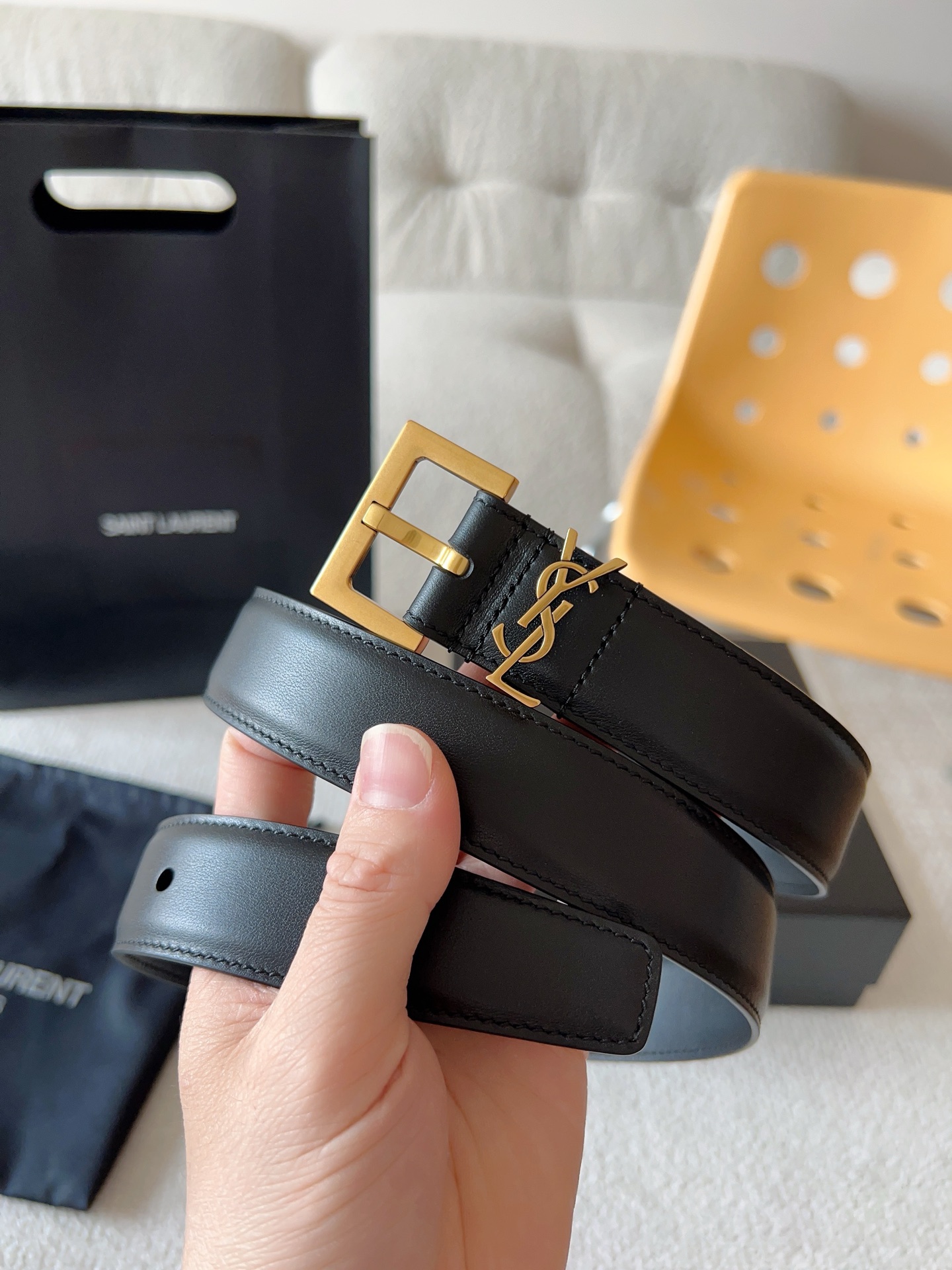 Saint Laurent Cassandre Women's Leather Belt 3.0cm