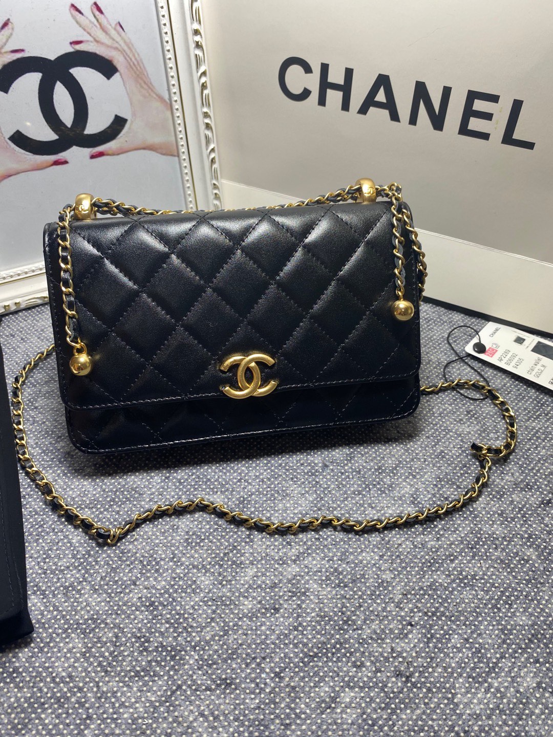 Chanel 2026 New Wallet On Chain in Black Shiny Calfskin Gold Tone Metal