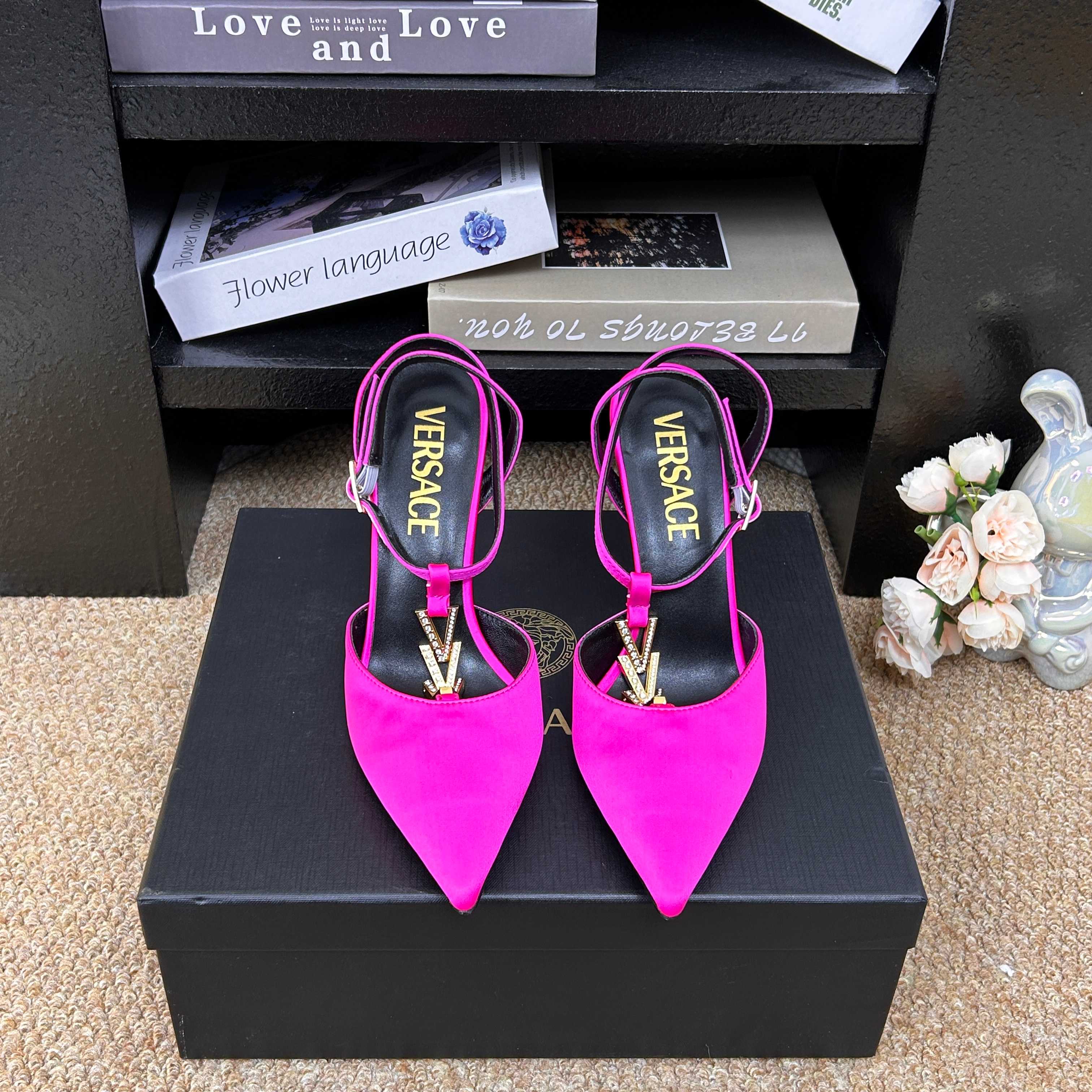 Versace Gianni Ribbon Satin Slingback Pump