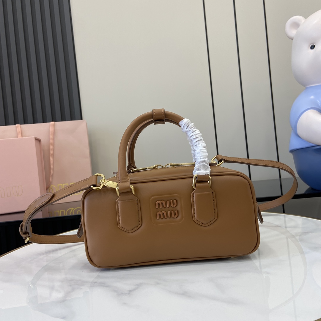 Miu miu Cognac Medium Aarcadie Leather Bag 5BB142