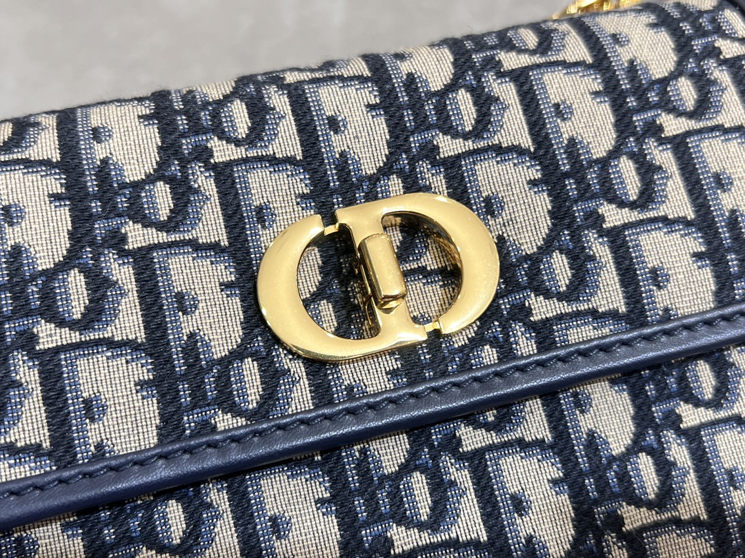 Dior Miss Caro Mini Chain Bag in Blue Oblique Jacquard canvas and leather
