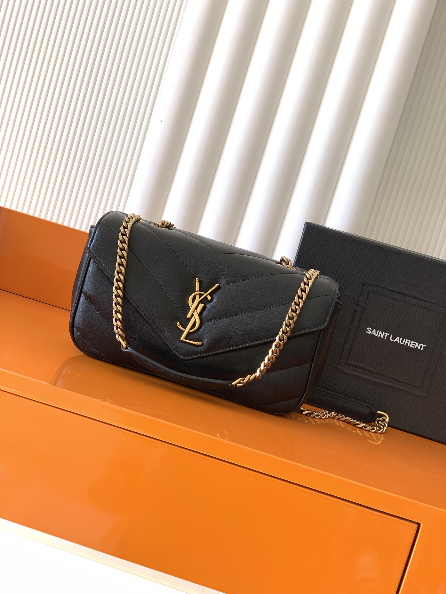 Saint Laurent Black Loulou Lambskin Small Shoulder Bag