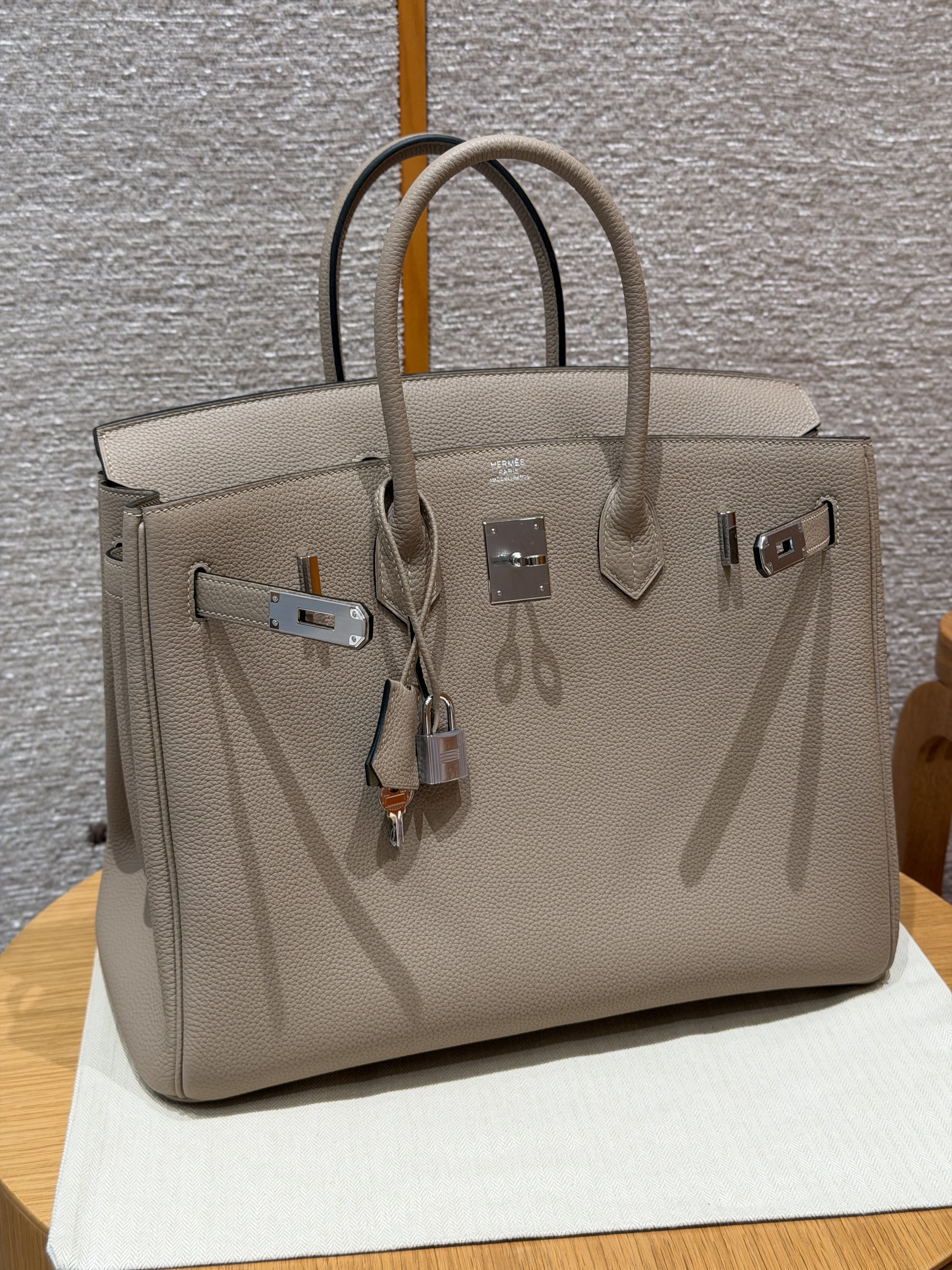 Hermes Gris Tourterlle Togo Birkin 35 Bag