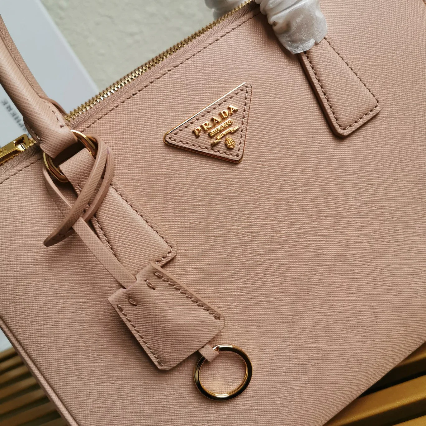 Prada GALLERIA 28 BAG IN DESERT BEIGE SAFFIANO LEATHER