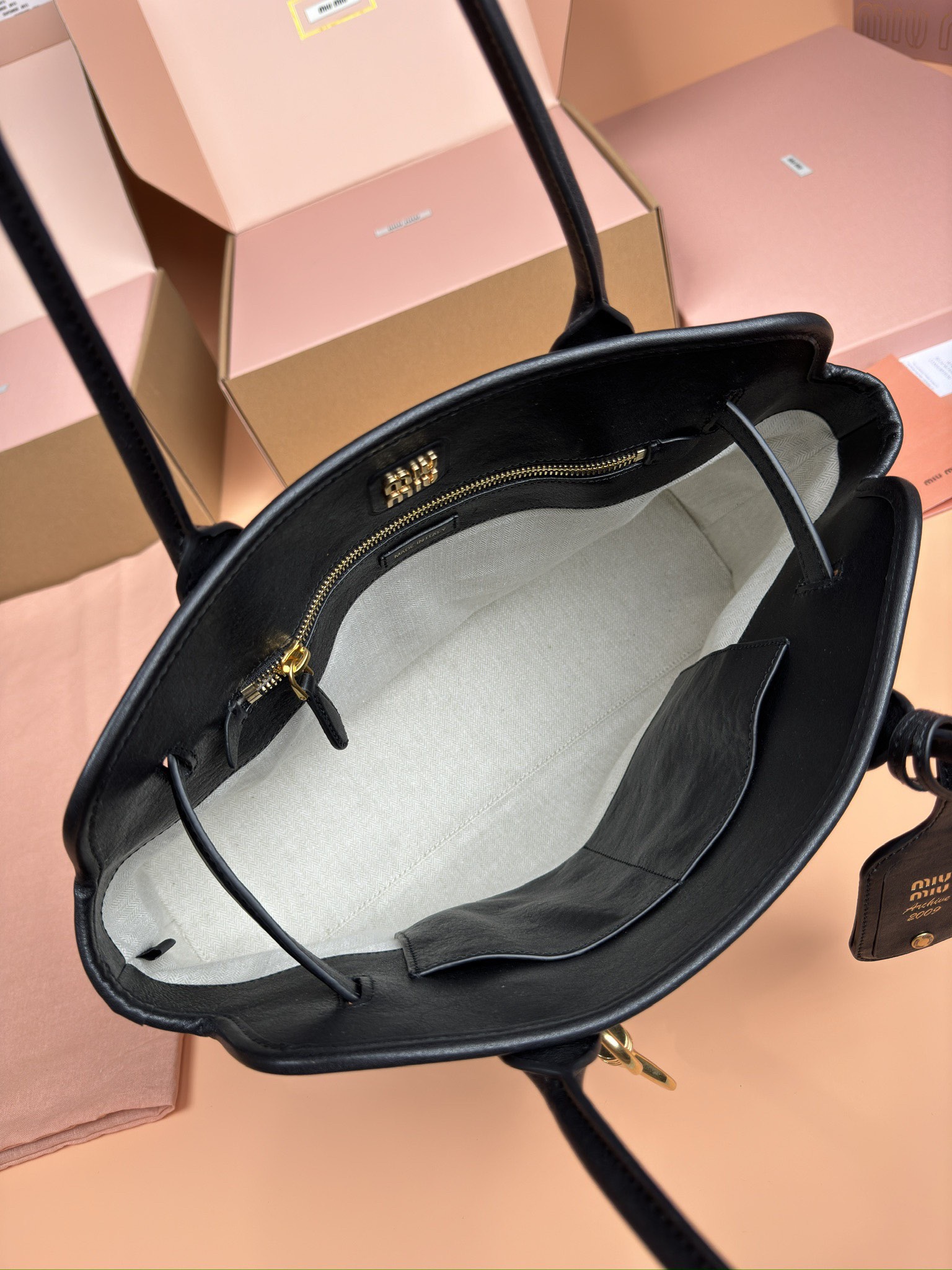 Miumiu adventure nappa sheepskin leather tote bag