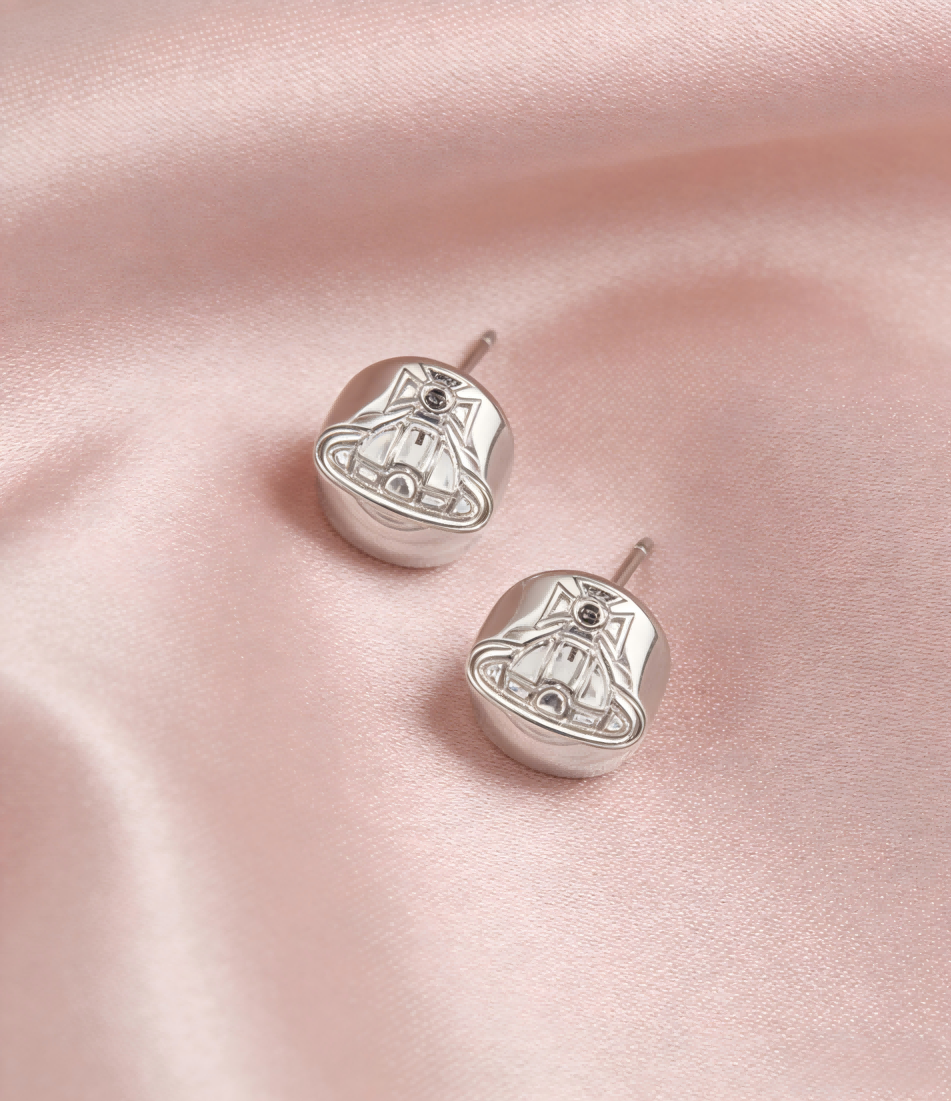 2026 New Vivienne Westwood Silver Orb Stud Earrings for Women, Minimalist Chunky Ball Design, Trendy Y2K Aesthetic Ear Accessories