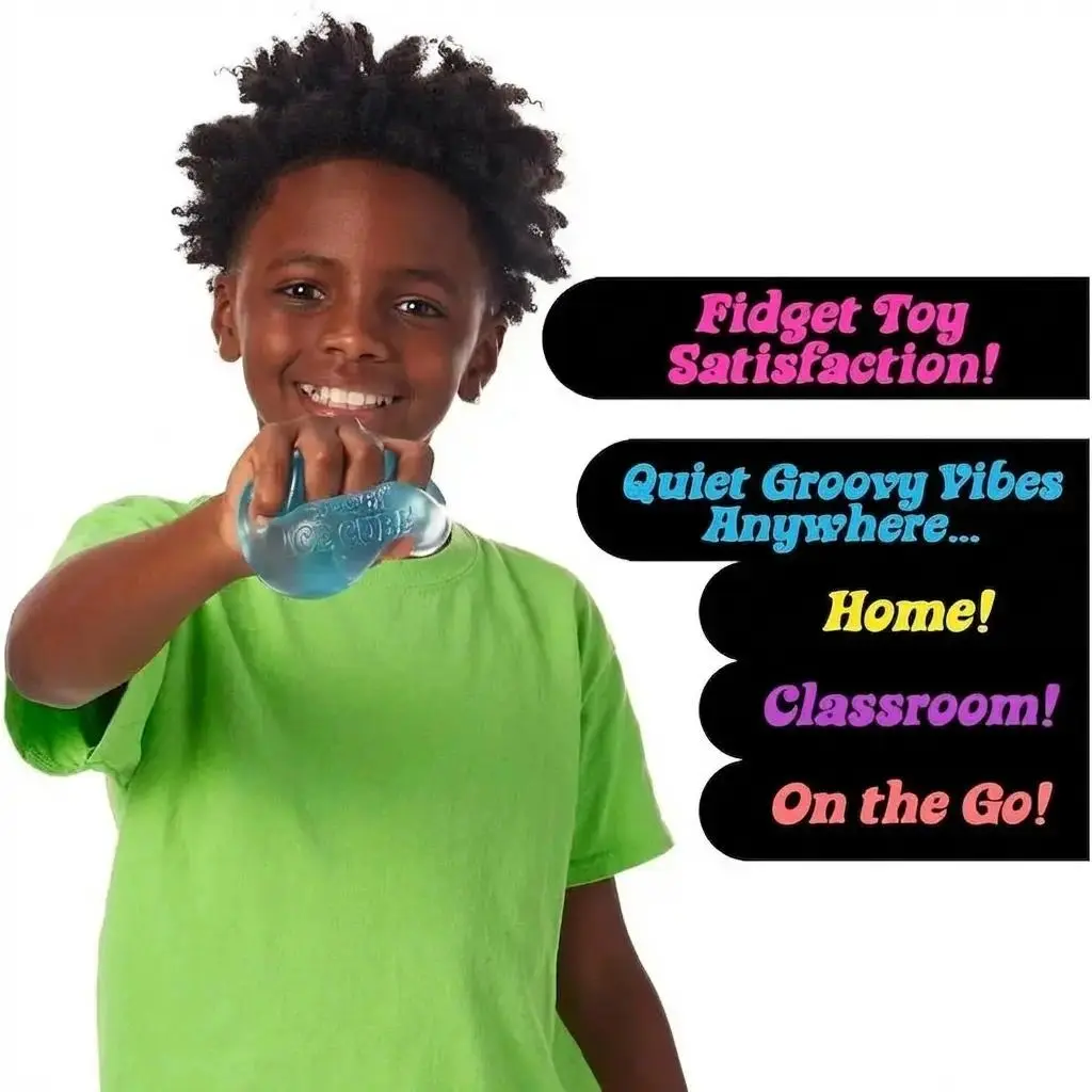 3D Ice Cube Water Drop Squeeze Toy - Rosie-Style Ultra-Soft Sensory Stress Ball - Translucent Squishy Fidget in Blue, Pink & Purple